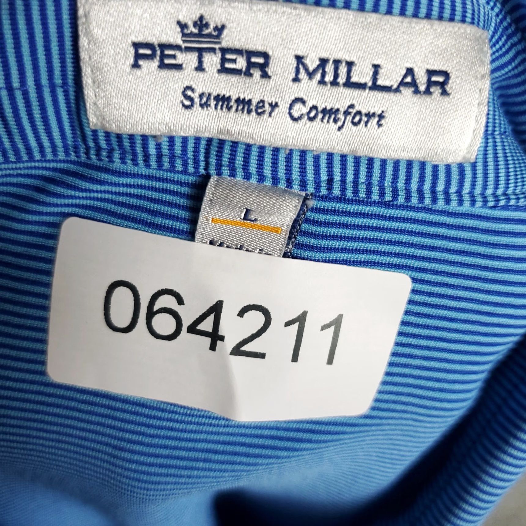 Peter Millar Peter Millar Polo Shirt Mens Large Blue Striped Summer Comfort Golf Short Sleeve Shirt Mens Blue Striped Polo L Size US L / EU 52-54 / 3 - 7 Thumbnail