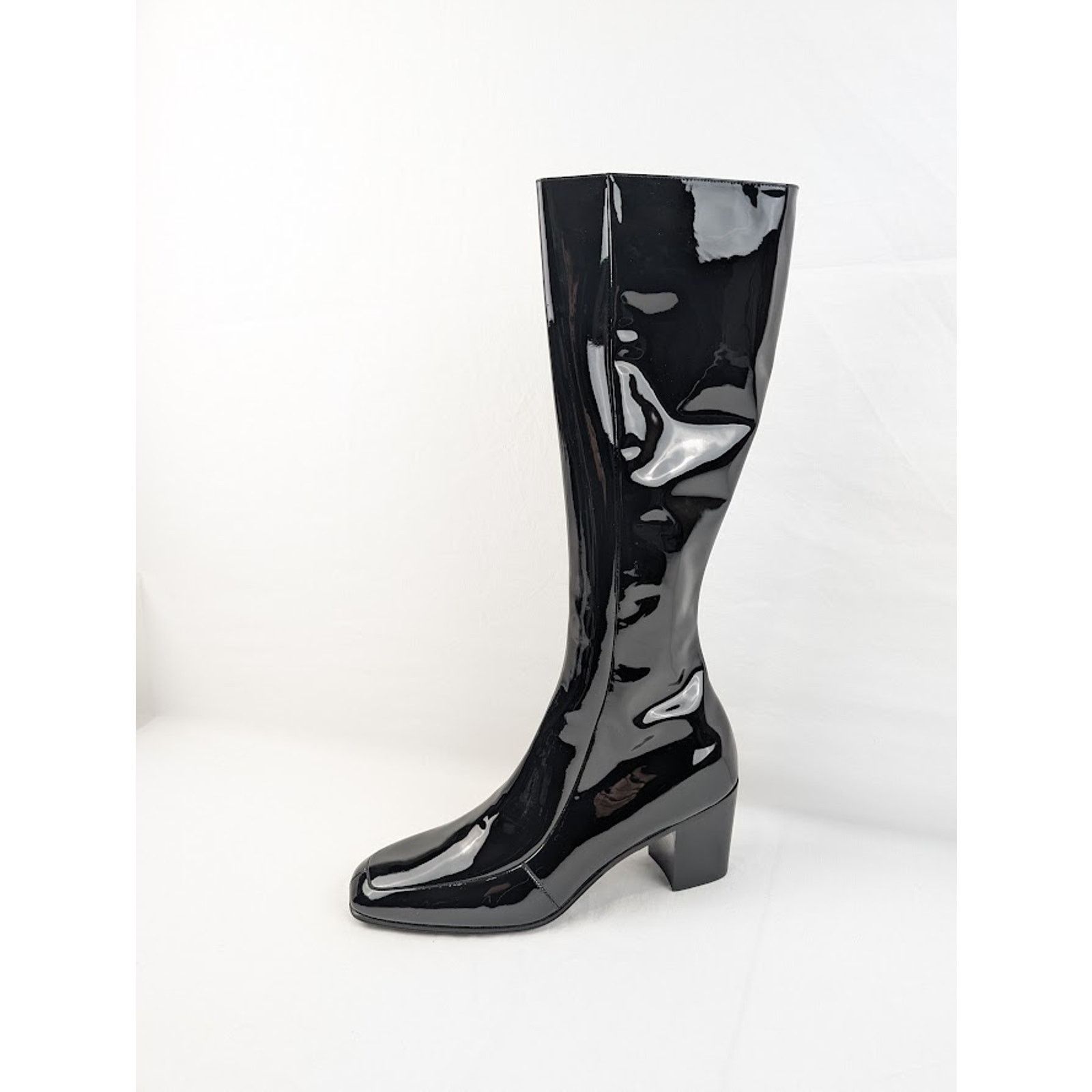 Saint Laurent Paris o1rshd1 Vernice Softy Otto 70 Zipped High Boots in Nero Size US 9.5 / EU 42-43 - 1 Thumbnail