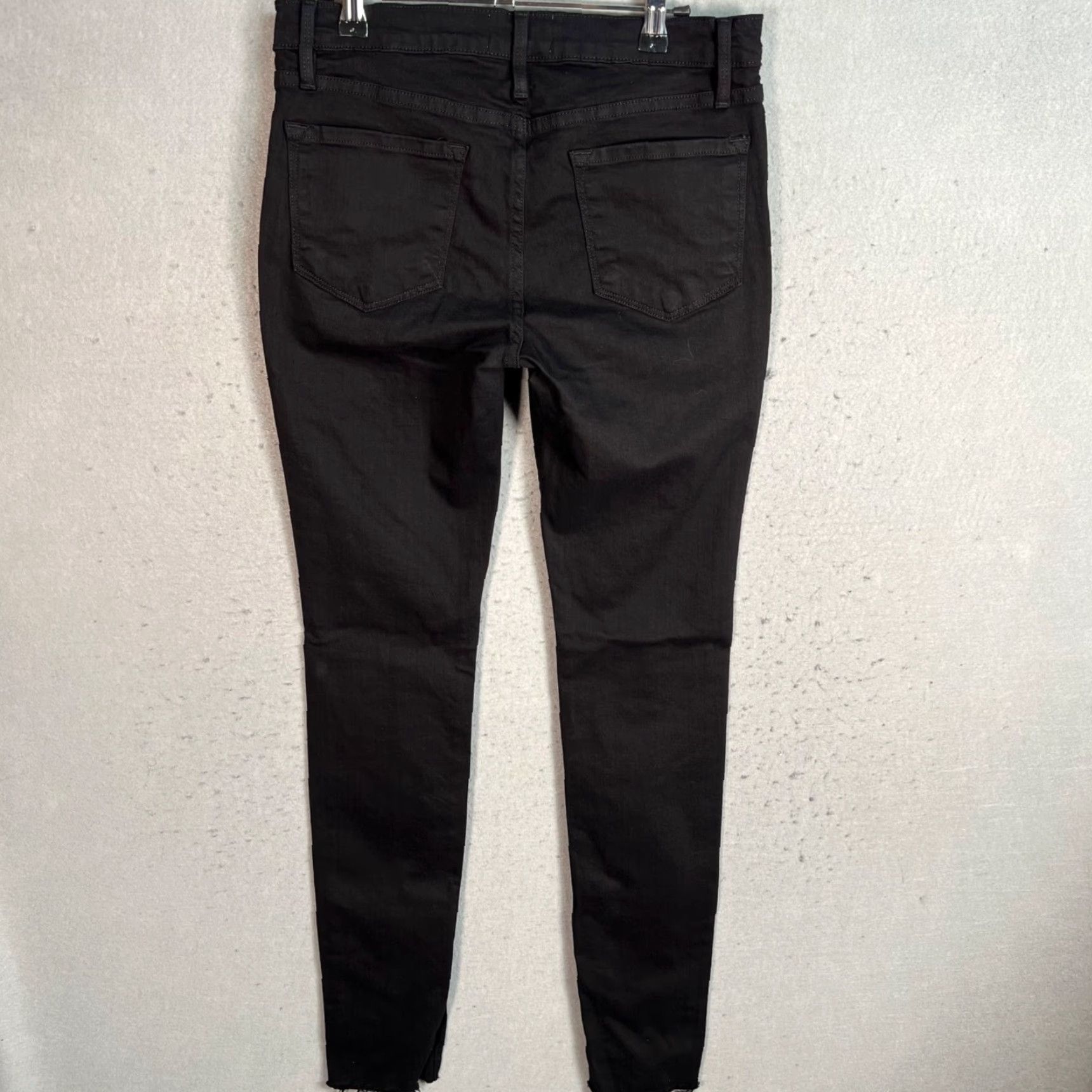 Frame VINTAGE FRAME Womens Skinny Black Denim Jeans Distressed Split Hem Size 28 Cotton Blend Denim 31.5 Inseam Womens Shoes? Size 28" / US 6 / IT 42 - 2 Thumbnail