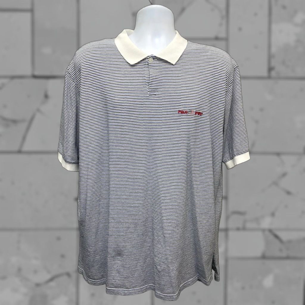 Vintage VINTAGE Polo Ralph Lauren Polo Men 2XL White Blue Black Striped Sports Palmers Size US XXL / EU 58 / 5 - 1 Thumbnail