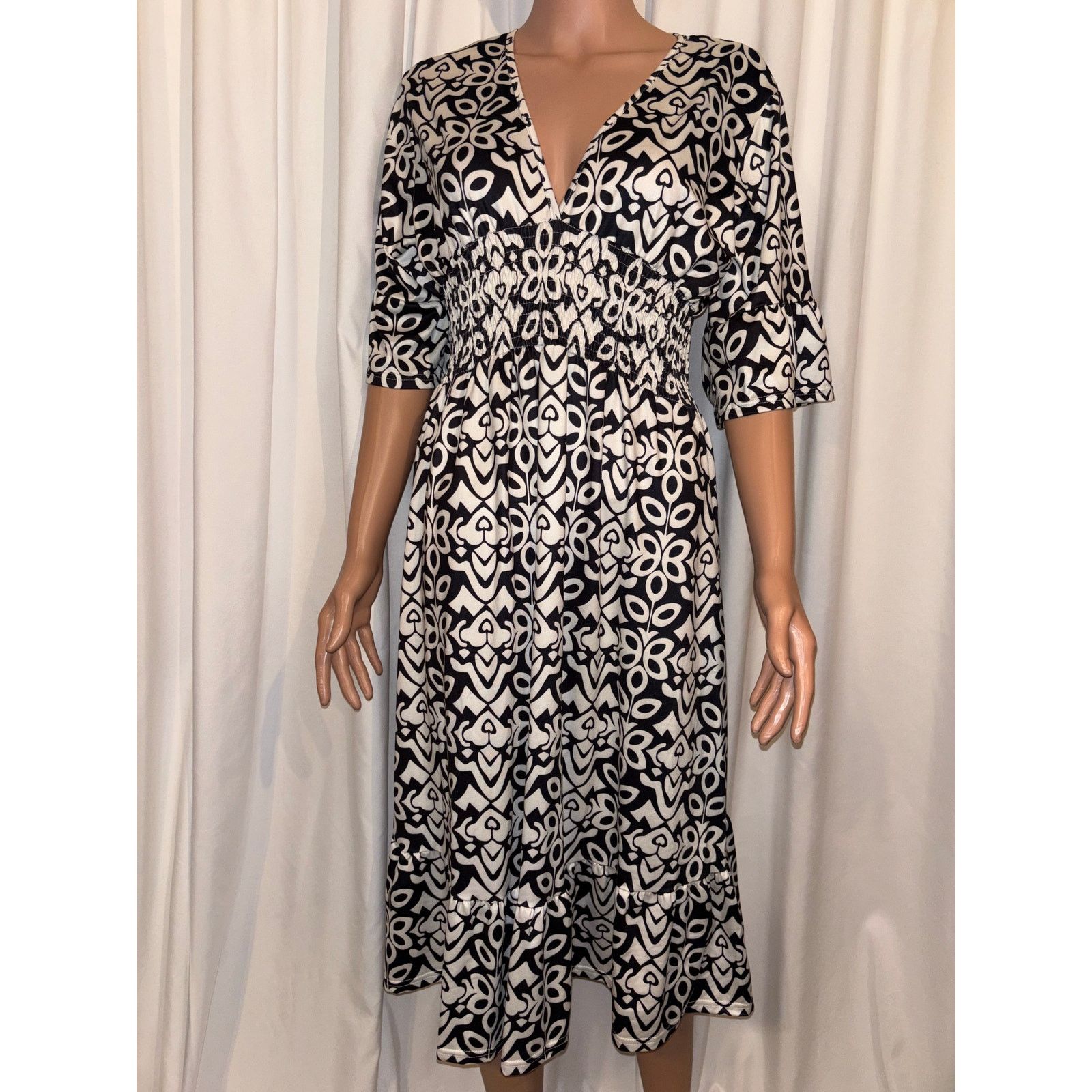 The Unbranded Brand Gulang Floral Mid Boho Dress Size 2XL Size XXL / US 16-18 / IT 52-54 - 1 Thumbnail