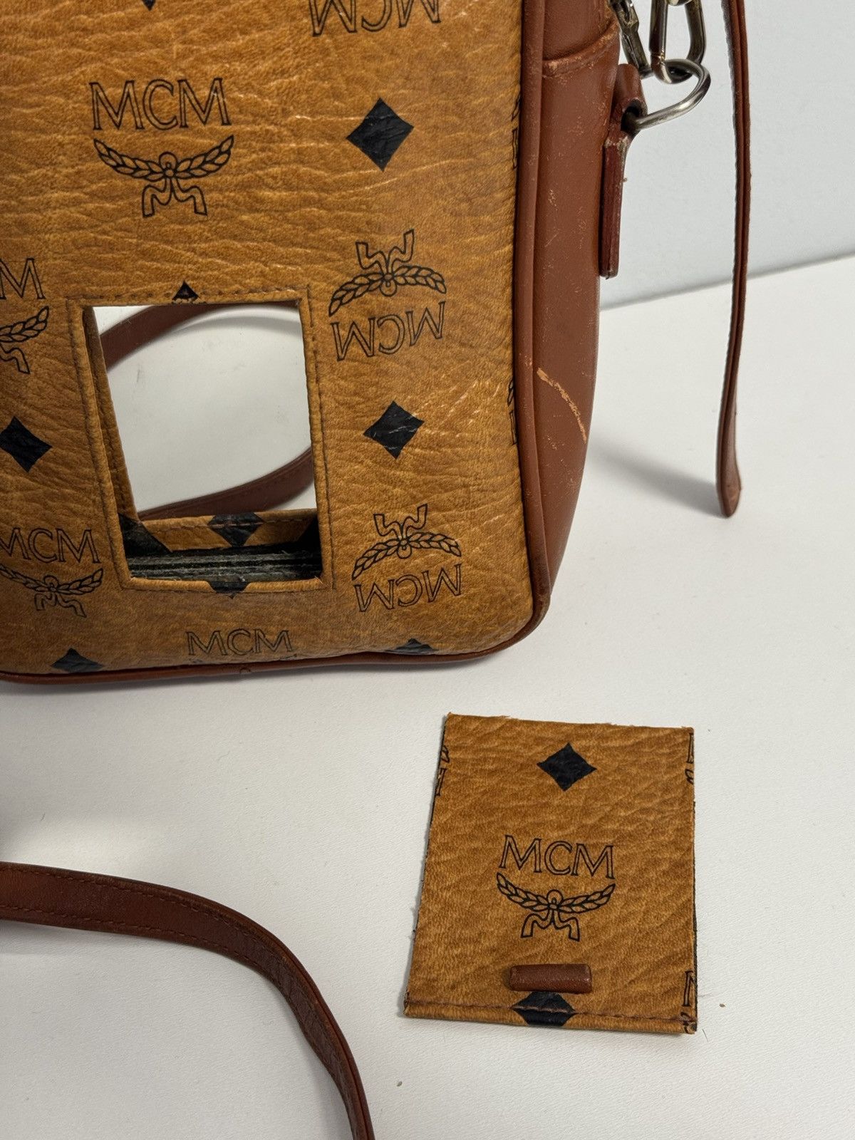 MCM MCM Visetos Shoulder Bag Crossbody Bag Brown Logo Leather Size ONE SIZE - 8 Thumbnail