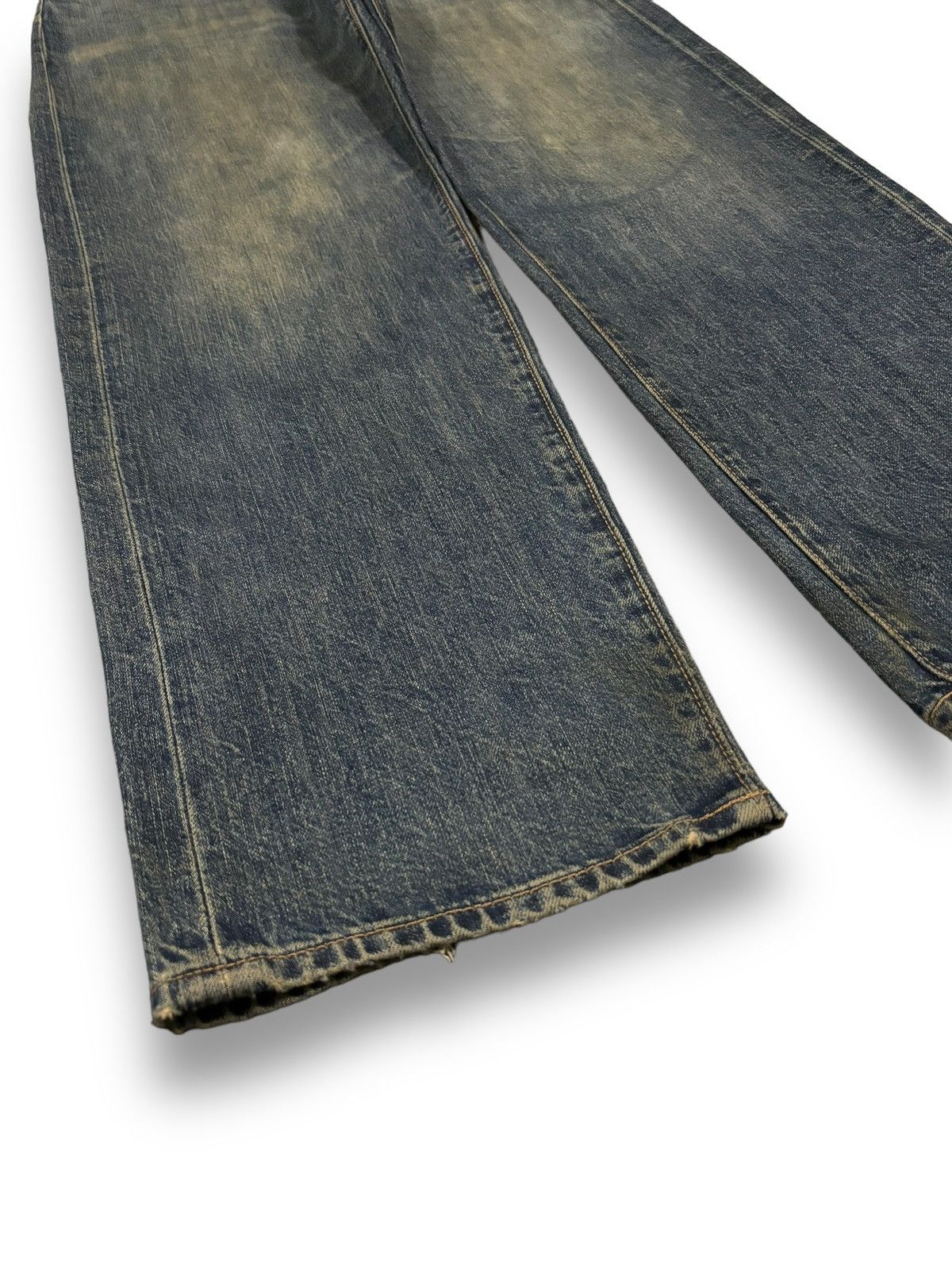 GU × Undercover Vintage Japanese Brand GU Dark Mud Wash Loose Ripped Jeans Size US 33 - 9 Thumbnail