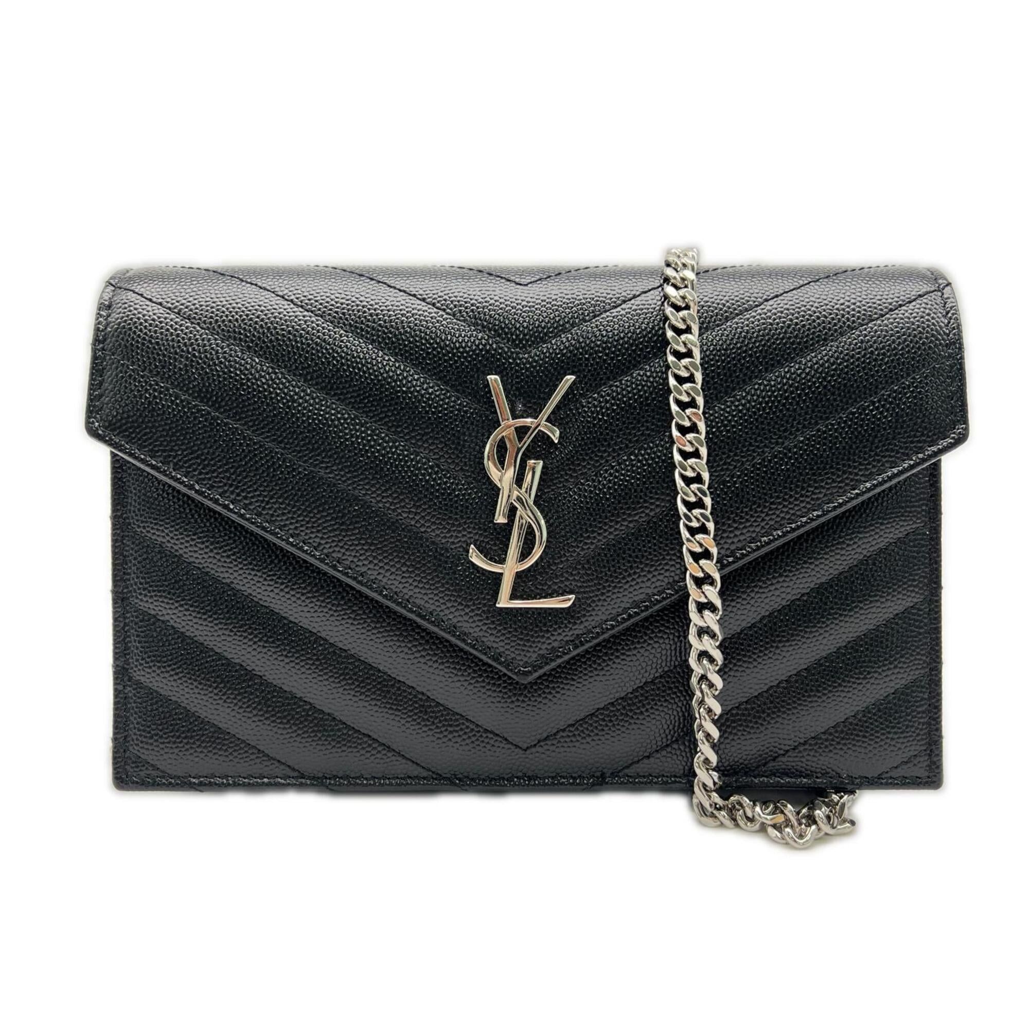 Yves Saint Laurent Yves Saint Laurent SAINT LAURENT PARIS Cassandra Envelope Chain Wallet 742920 (Grain de Poudre Leather) Shoulder Bag, Black, Women's Size ONE SIZE - 1 Thumbnail