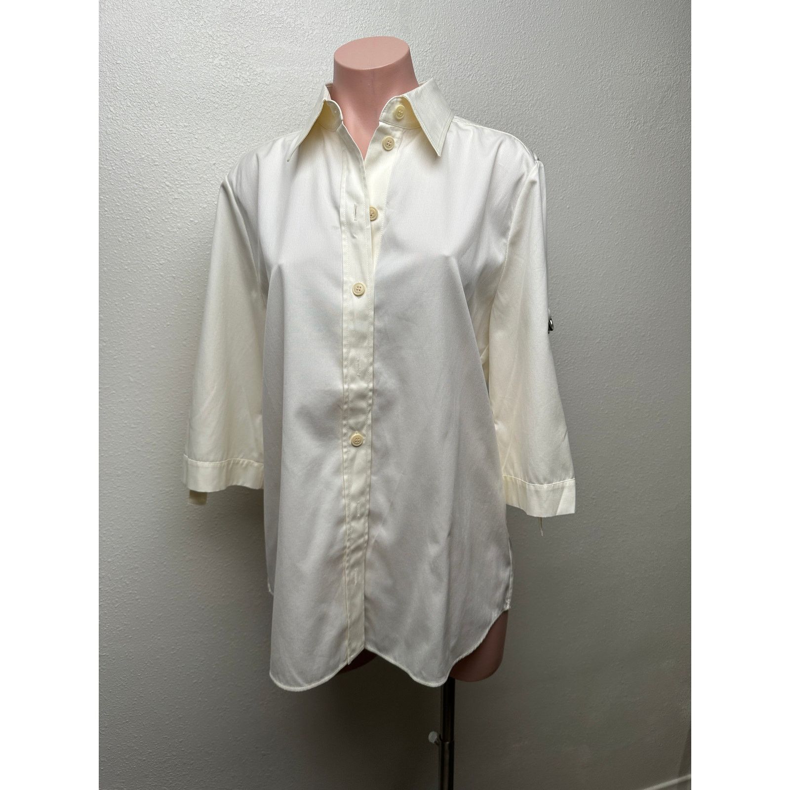 NWT Givenchy Shirt Cream Mens US L Roll Tab