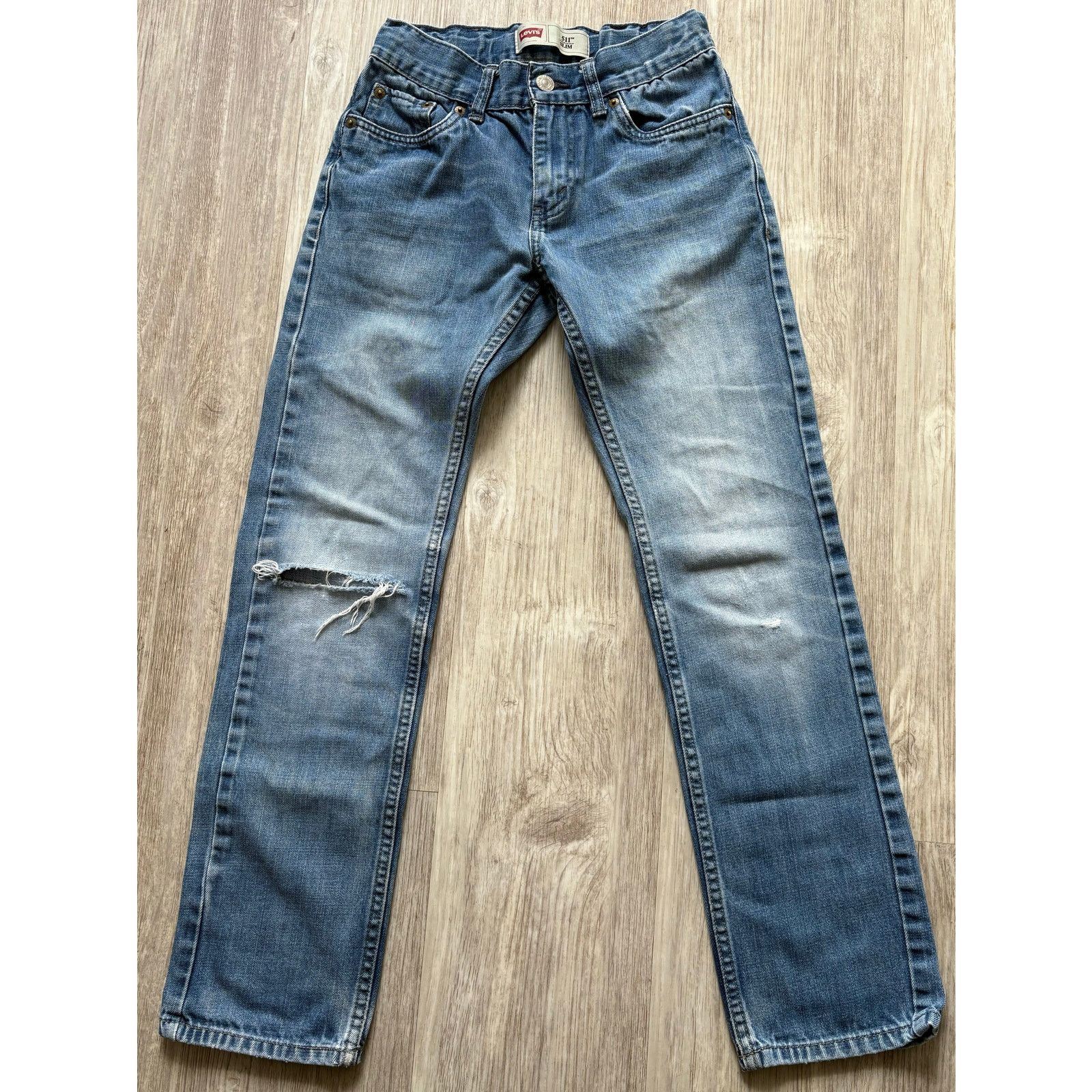 Levi's Levi’s | Distressed Adjustable 511 Slim Denim Jeans | 12R Size 34" / US 12 / IT 48 - 2 Thumbnail