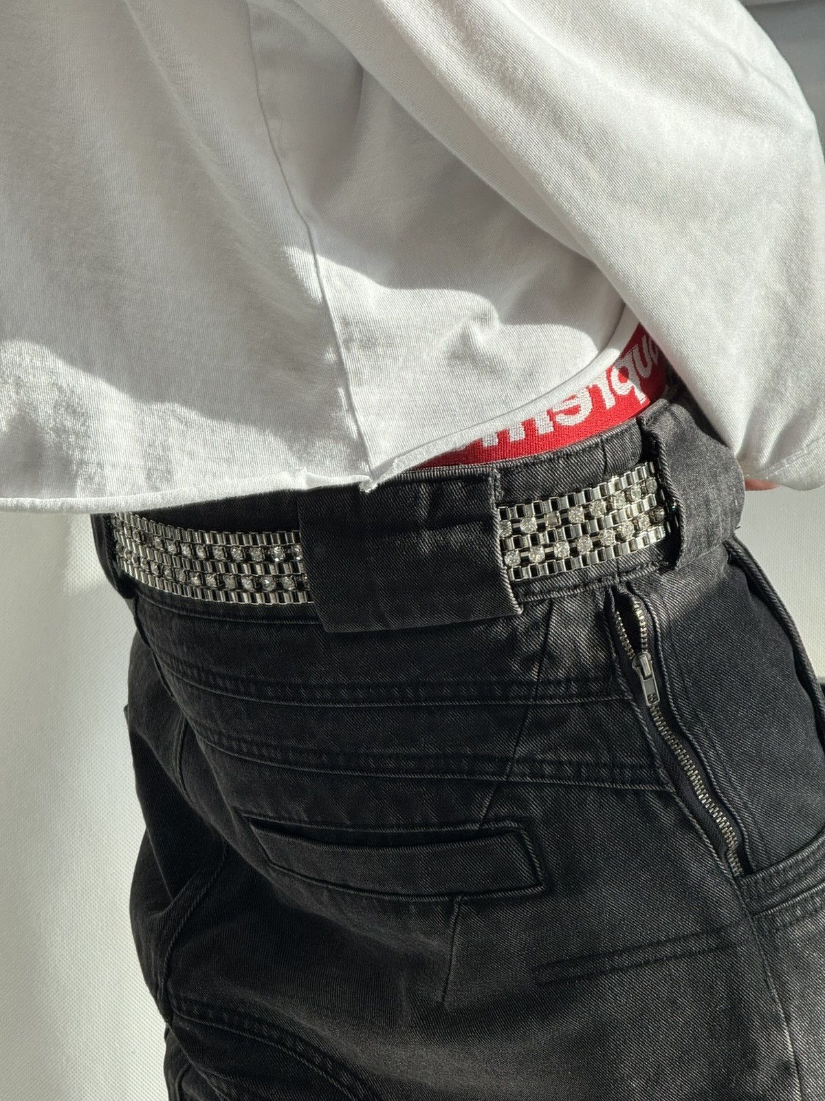 Japanese Brand Vintage Belts Y2K Rhinestones Punk leather belt Japanese Size ONE SIZE - 1 Thumbnail