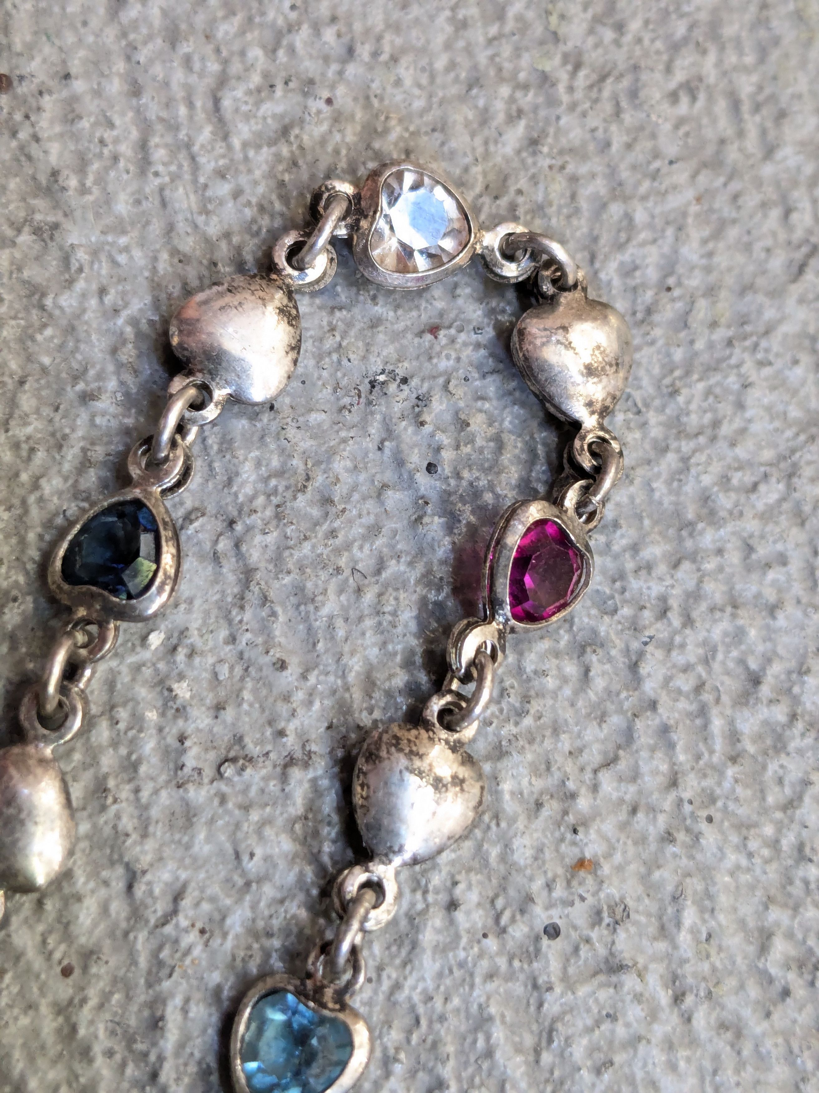 Jewelry Vintage Sterling Silver Bracelet Heart Rainbow Y2K Cute Size ONE SIZE - 13 Thumbnail