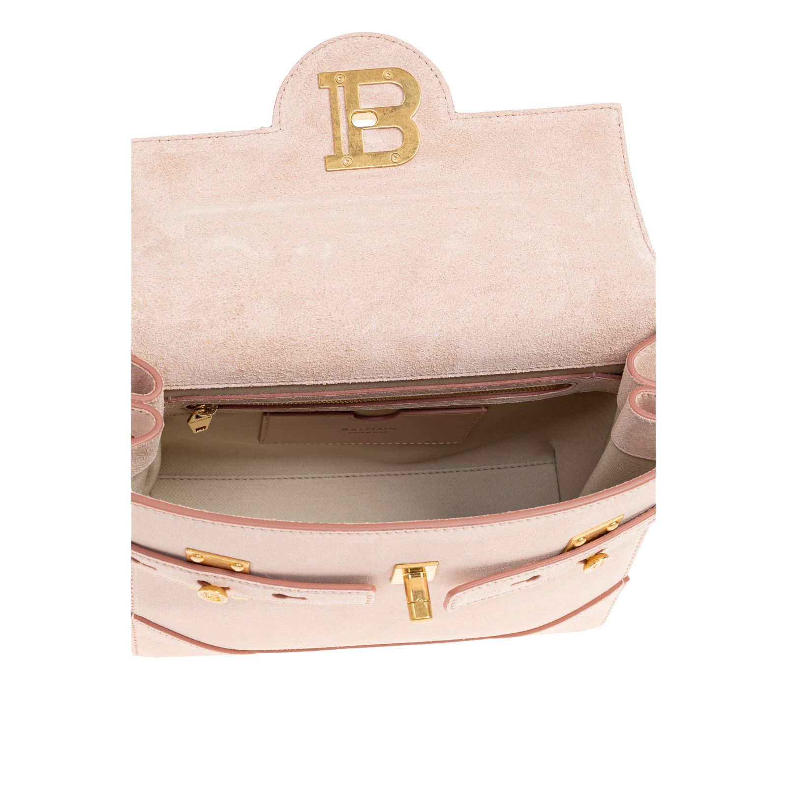 Balmain BALMAIN B-Buzz 23 Pink Suede Top Handle Bag New & Authentic Size ONE SIZE - 4 Thumbnail