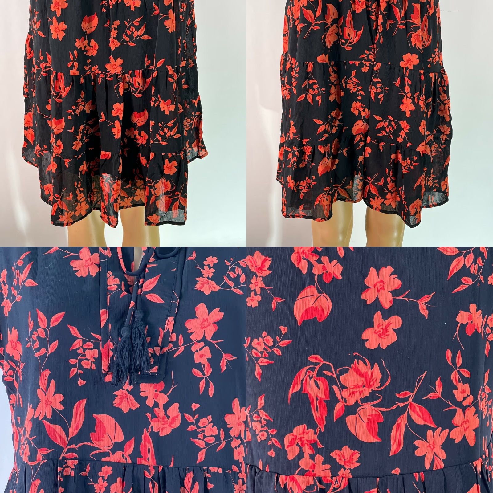 tie neck flutter sleeve flare dress Black Flutter Sleeve Fit and Flare Dress