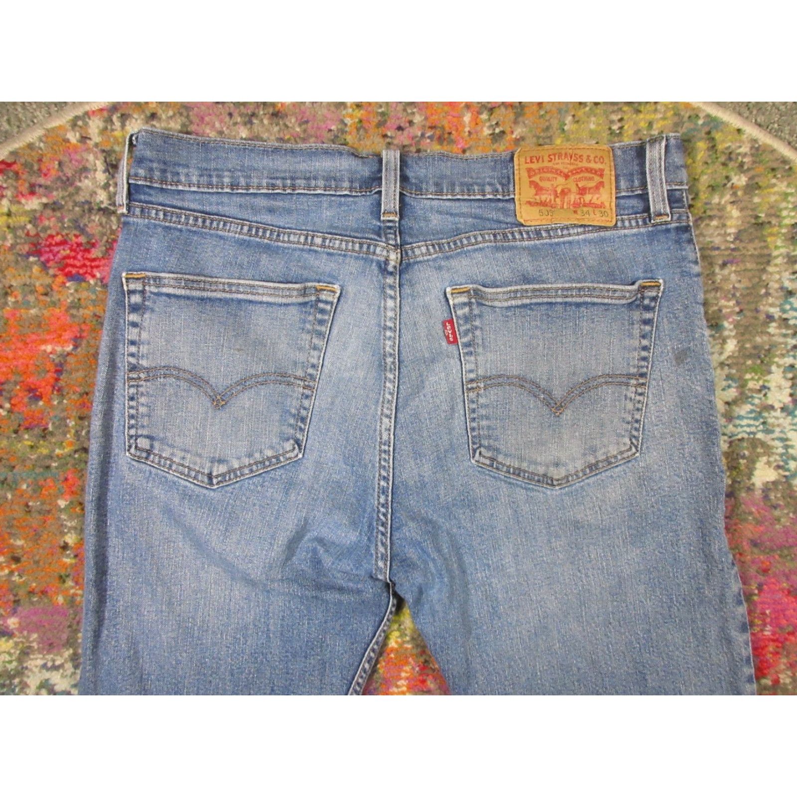 Levi's Levi's 505 Jeans 34x30 Blue Stretch Denim Regular Fit Straight Leg Men Size US 34 / EU 50 - 4 Thumbnail