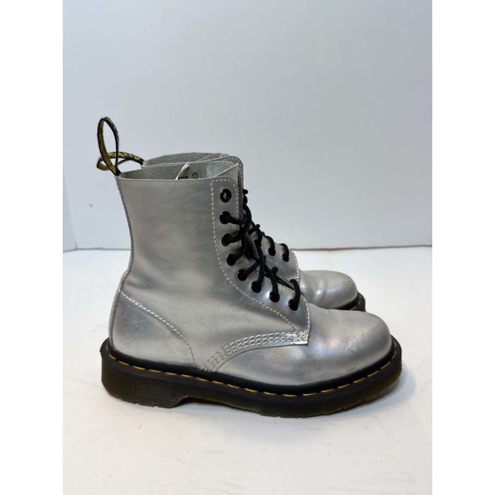 Dr. Martens Dr Martens Pascal Rs Silver Reflective Leather Ankle Boot Womens US Size 7 Size US 7 / IT 37 - 3 Thumbnail