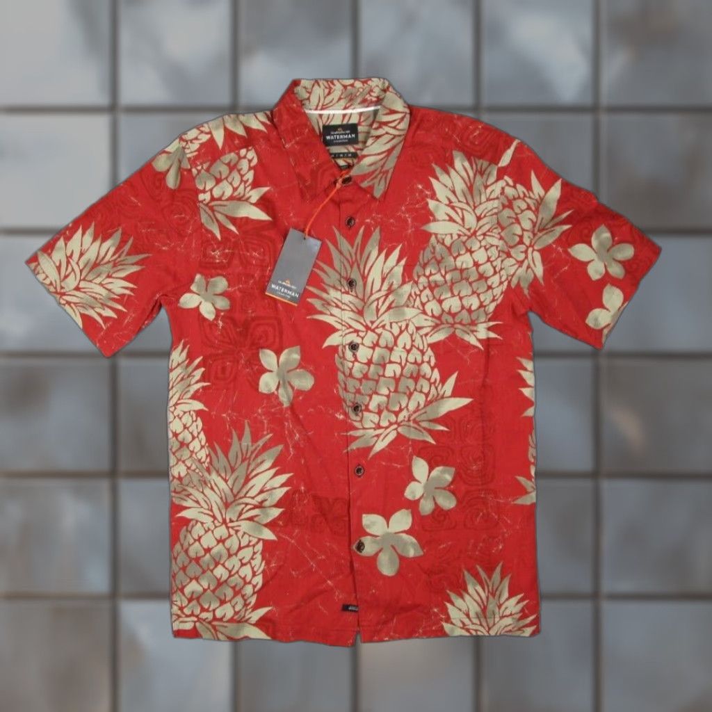 Quiksilver VINTAGE Quiksilver Waterman Shirt Men Medium Red Comfort Button Up Pineapple Tandori Size US M / EU 48-50 / 2 - 1 Thumbnail