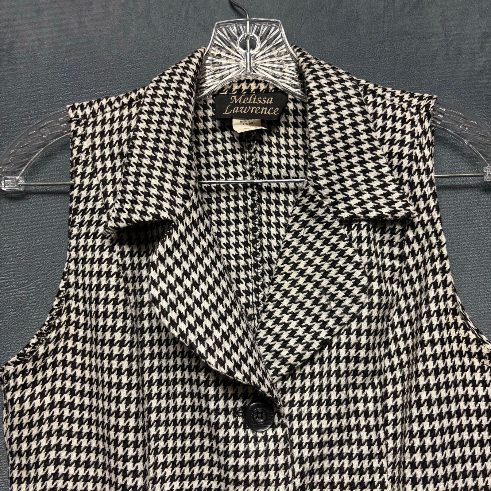 Other Vintage Melissa Lawrence Houndstooth Pantsuit Vest Set Size M / US 6-8 / IT 42-44 - 14 Thumbnail