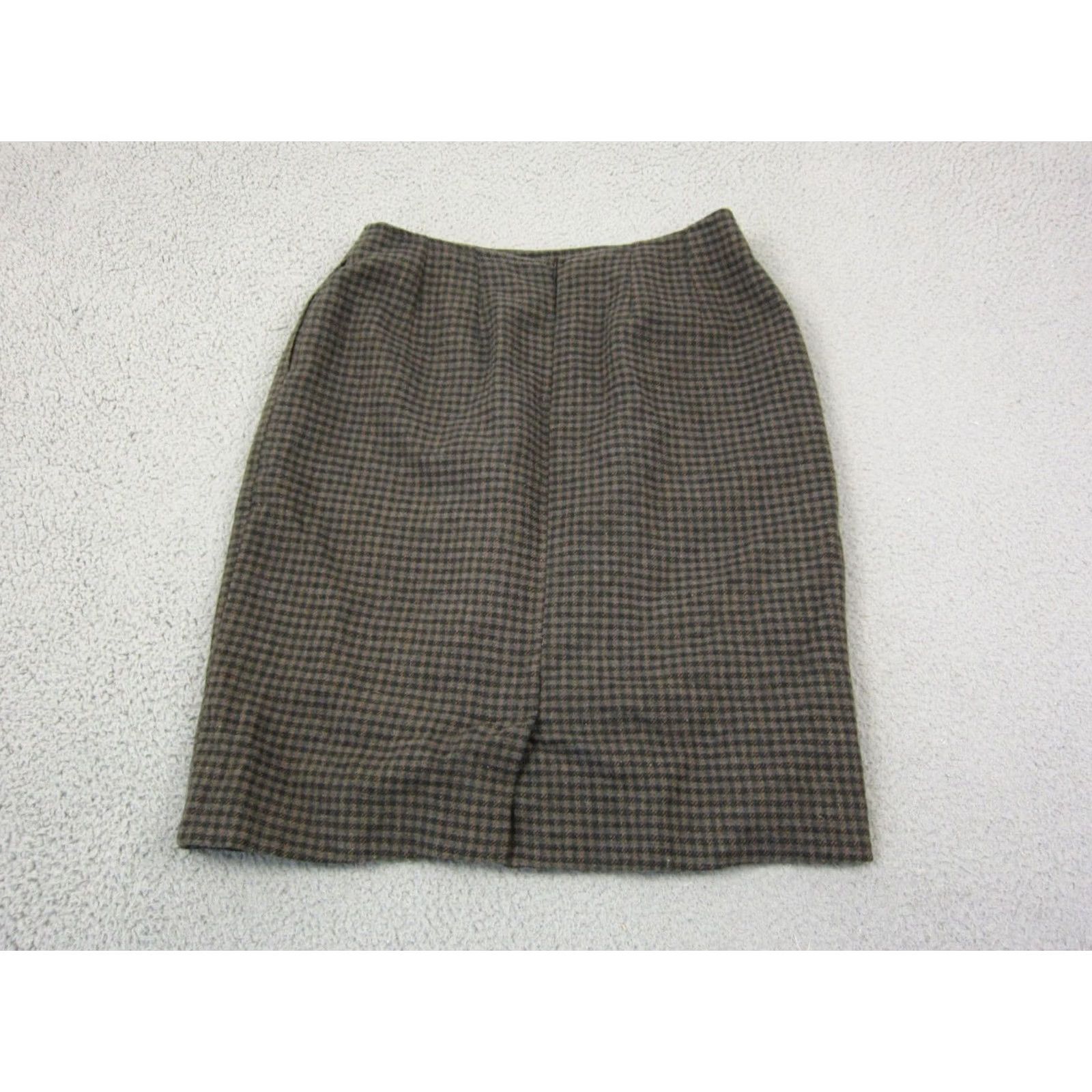Vintage VINTAGE harvé benard Skirt Womens 14 Brown 100% Wool Gingham Mini 80s 90s City Preppy Retro Womens Size 36" / US 14 / IT 50 - 6 Thumbnail