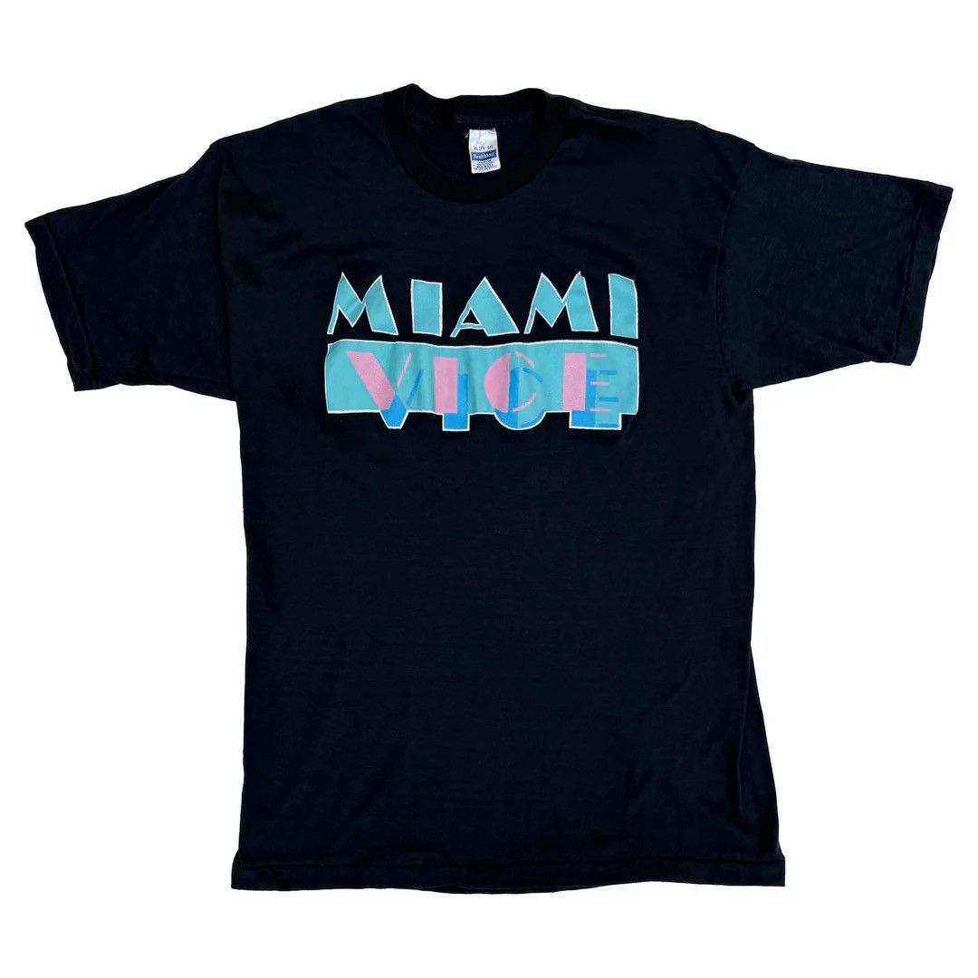 Vintage Miami Vice 1980 80s Vintage TV Series USA Made Logo T-Shirt Size US L / EU 52-54 / 3 - 1 Thumbnail