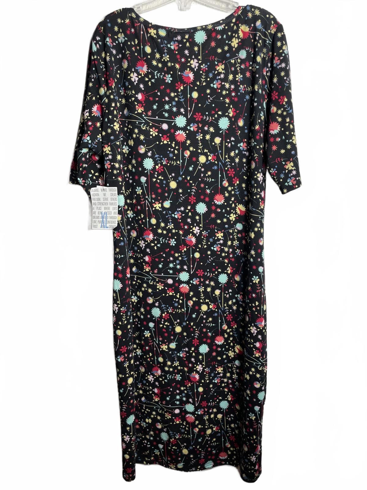 Other LuLaRoe Julia Tee Shirt Dress Tunic Women's XL Black Floral Size XL / US 12-14 / IT 48-50 - 5 Thumbnail
