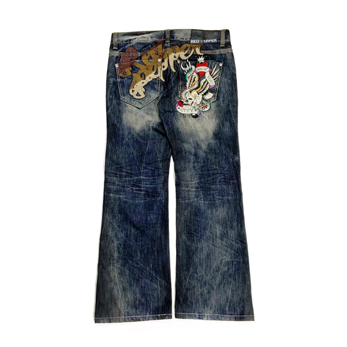 Ed Hardy × Japanese Brand × Vintage Vintage Ed Hardy X Redpapper Big Logo Distressed Jeans Size US 34 / EU 50 - 1 Thumbnail