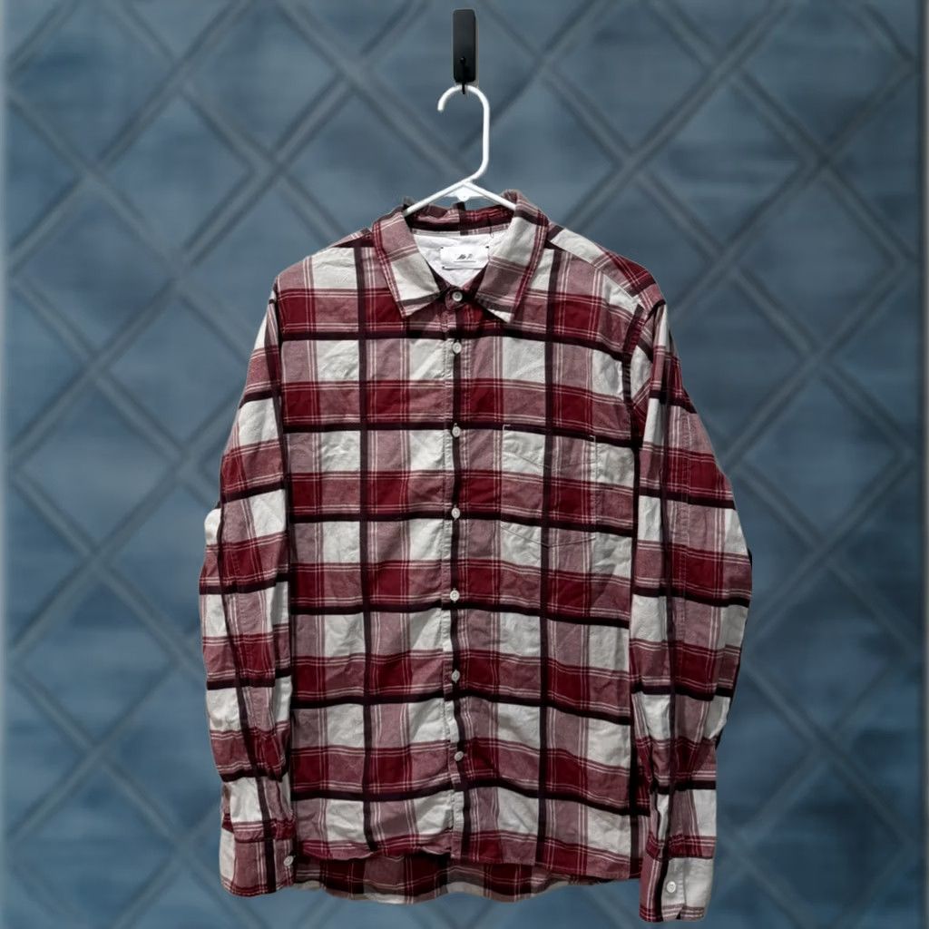 Mr P. Mr P. Mr Porter Red Checked Cotton Plaid Flannel Shirt Long Sleeve Button-Up Size XL Mens Regular Color Red Size US XL / EU 56 / 4 - 1 Thumbnail
