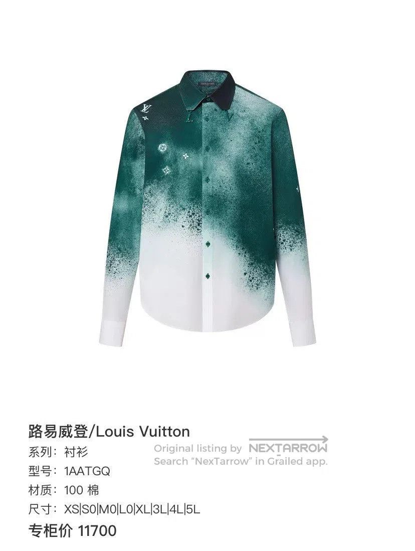 Louis Vuitton LV Green Ink Wash Gradient Long-Sleeve Shirt. Size US L / EU 52-54 / 3 - 6 Thumbnail