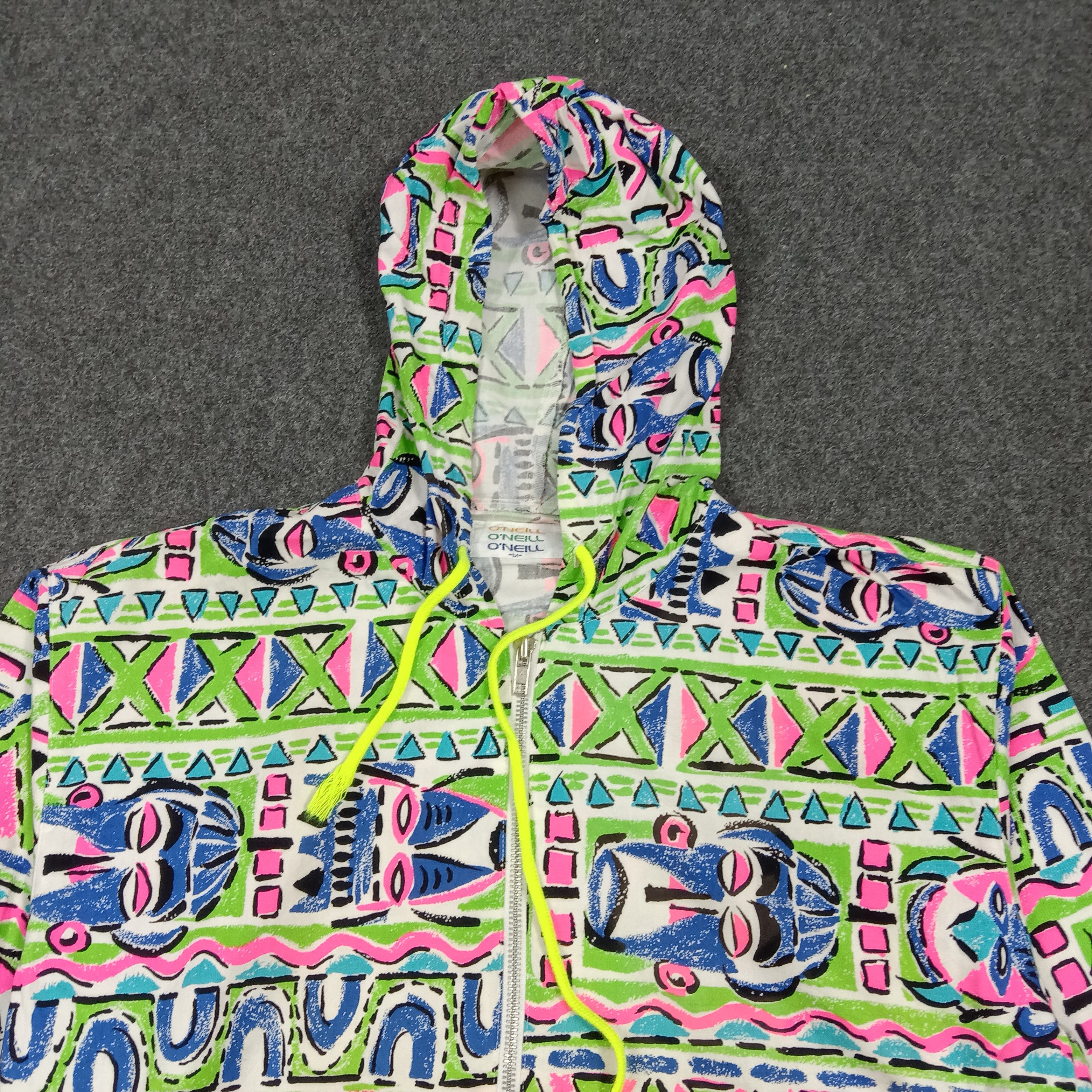 O'Neill Vintage 80s O'Neill Surf Neon Geometric Retro Jacket C282N1 Size US M / EU 48-50 / 2 - 2 Thumbnail