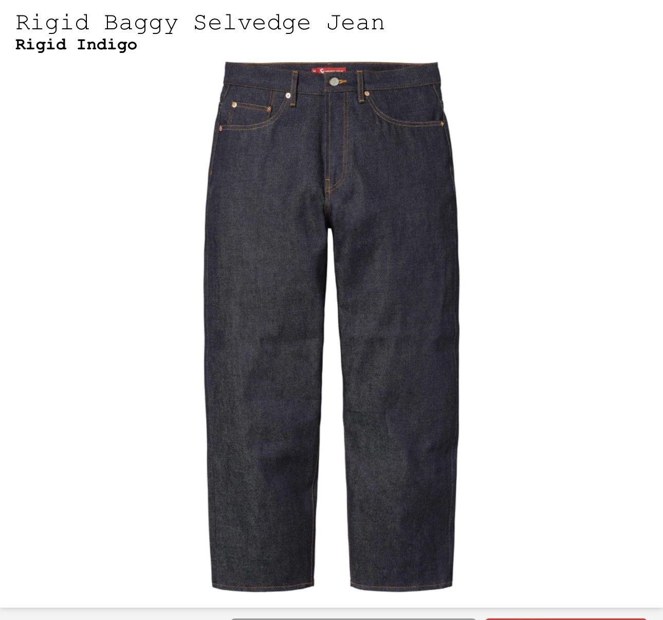 Supreme Rigid Baggy Black Selvedge Jean