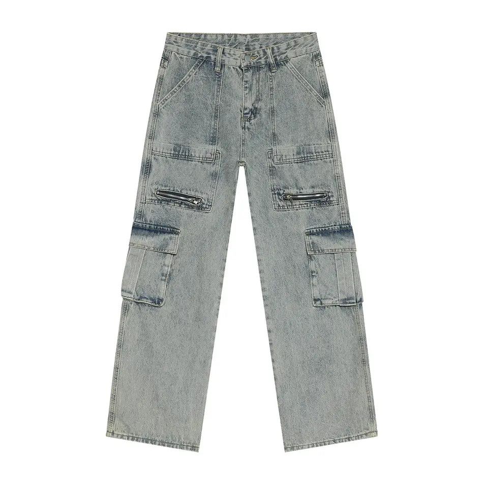 Japanese Brand Retro loose zipper patchwork pocket jeans Size US 32 / EU 48 - 4 Thumbnail