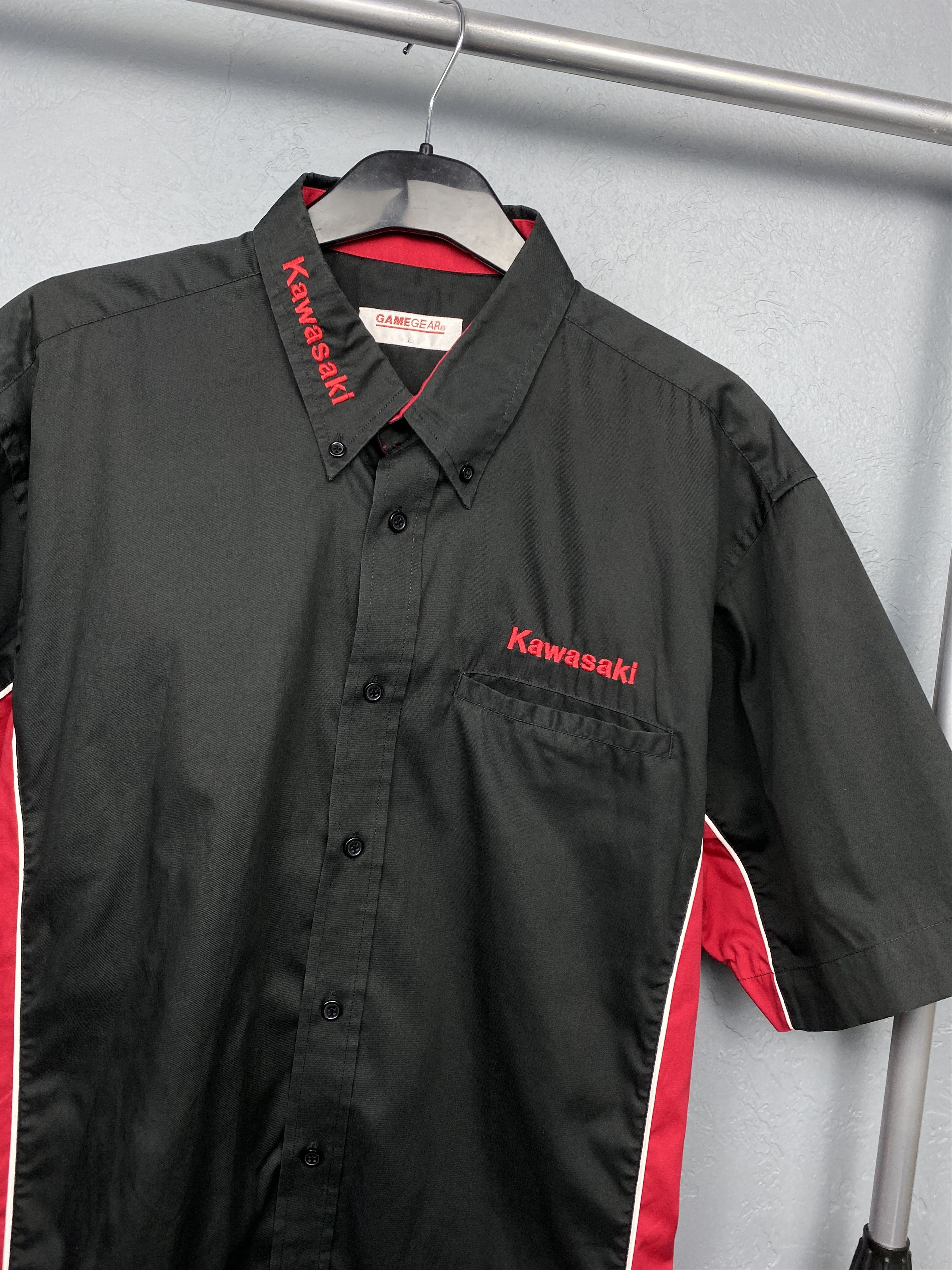 Japanese Brand Kawasaki Racing Team Vintage Mens Short Sleeve Shirt Size US L / EU 52-54 / 3 - 2 Thumbnail