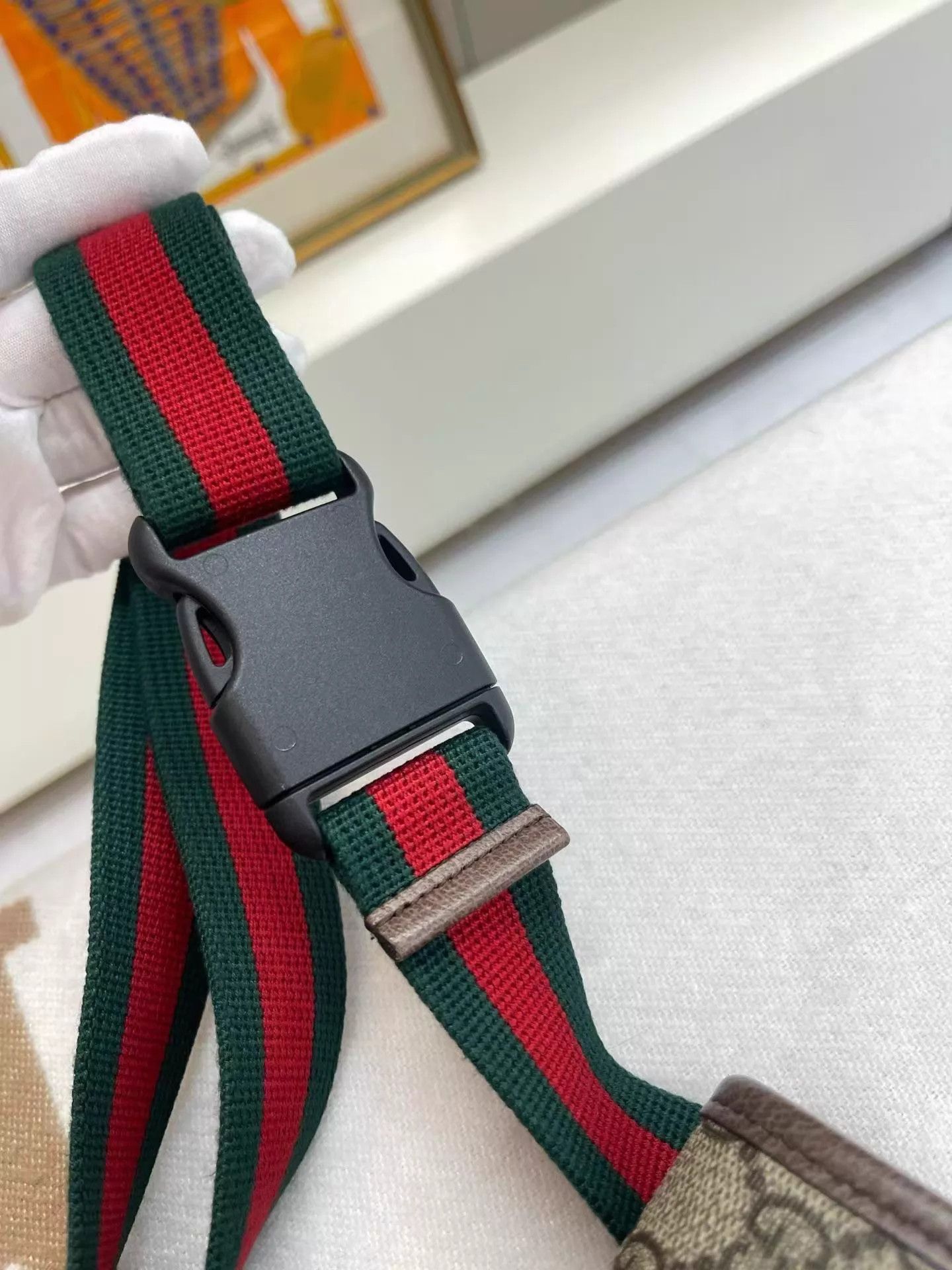 Gucci Gucci GG Monogram Belt Bag Red/Green Strap Classic Size ONE SIZE - 8 Thumbnail