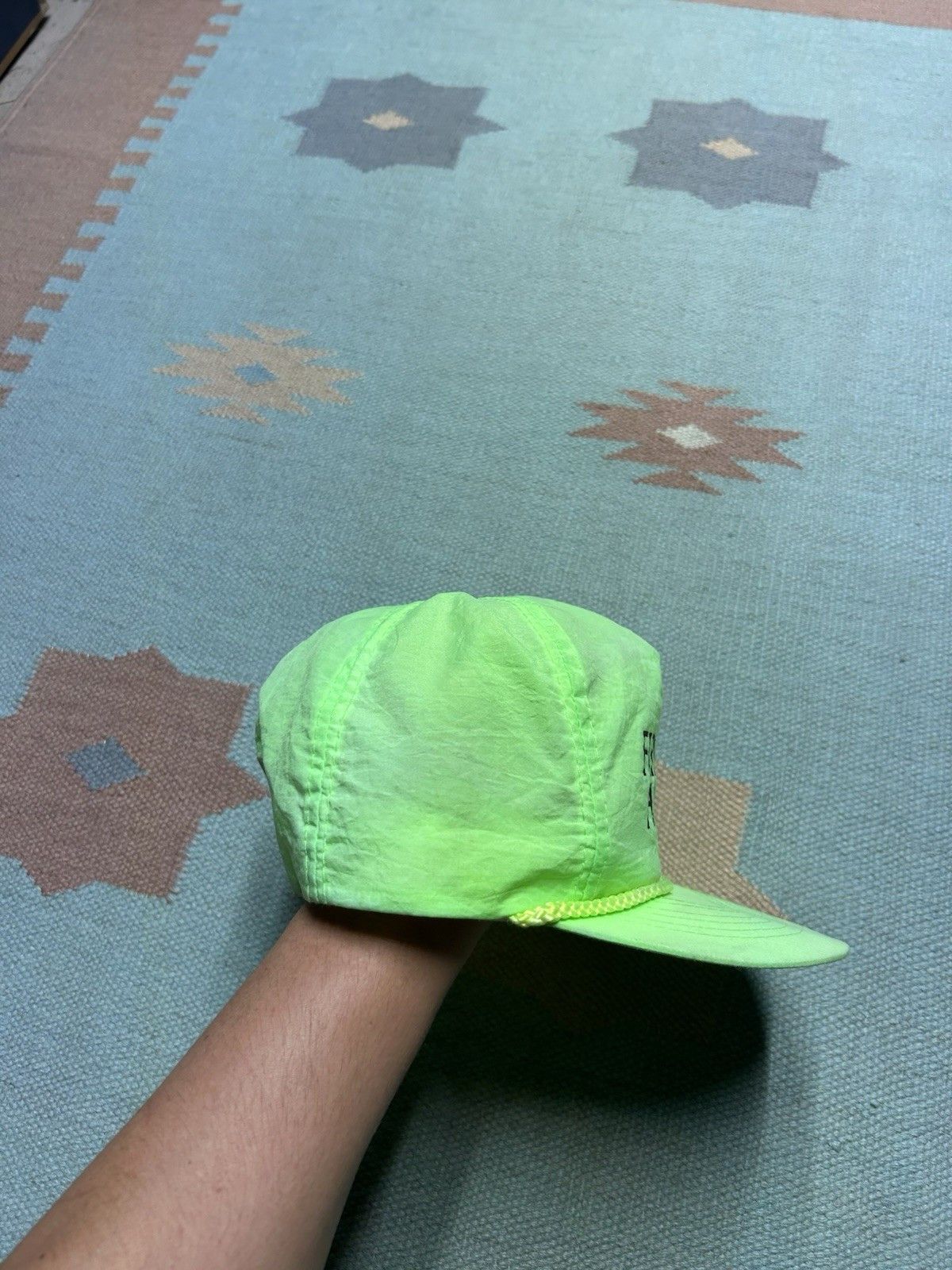 Vintage Vtg 90s SnapBack hat first of America bank hi vis neon nylon Size ONE SIZE - 9 Thumbnail