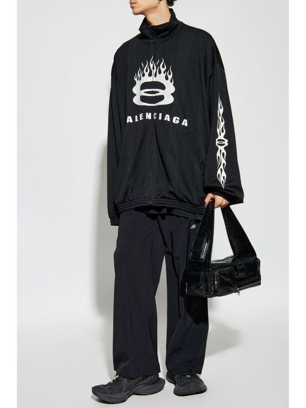 Balenciaga o1w1db10226 Burning Unity Tracksuit Jacket in Black Size US M / EU 48-50 / 2 - 2 Thumbnail