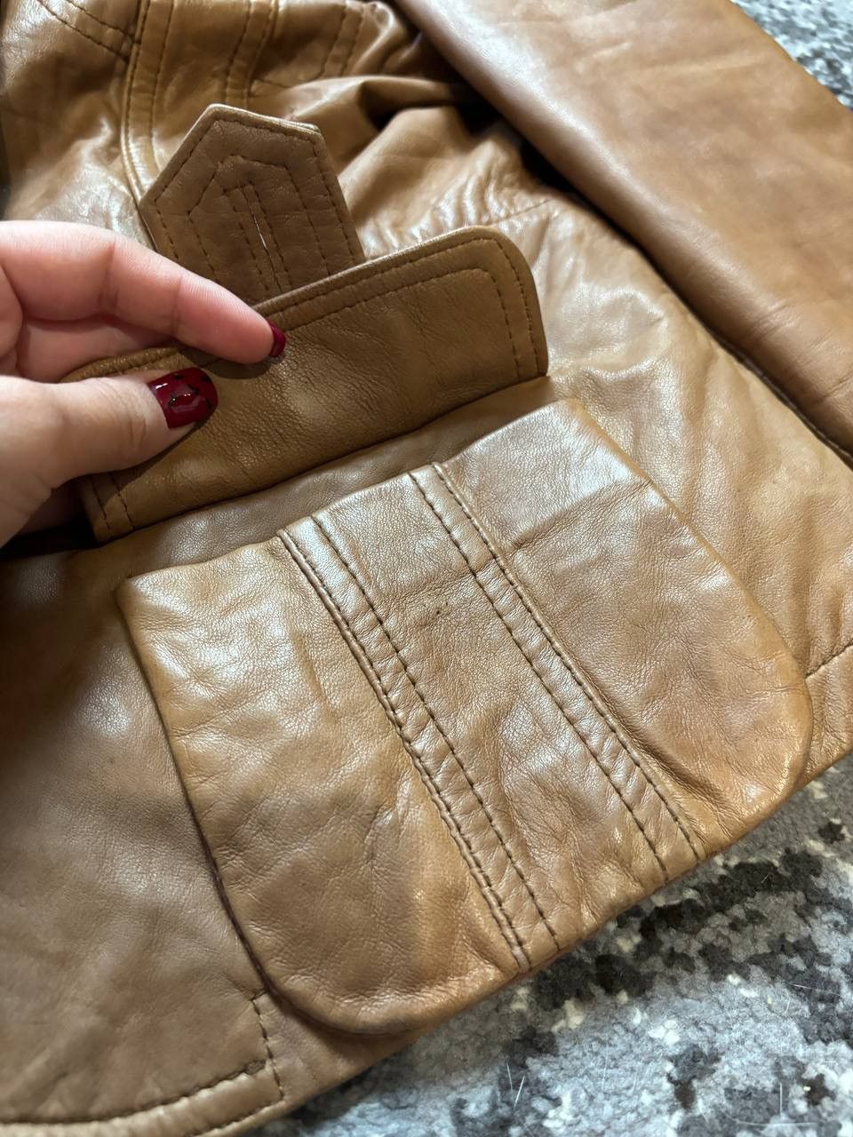 Vintage Vintage Y2K Helium Caramel Leather Avantgarde Pocket Jacket Size XL / US 12-14 / IT 48-50 - 4 Thumbnail