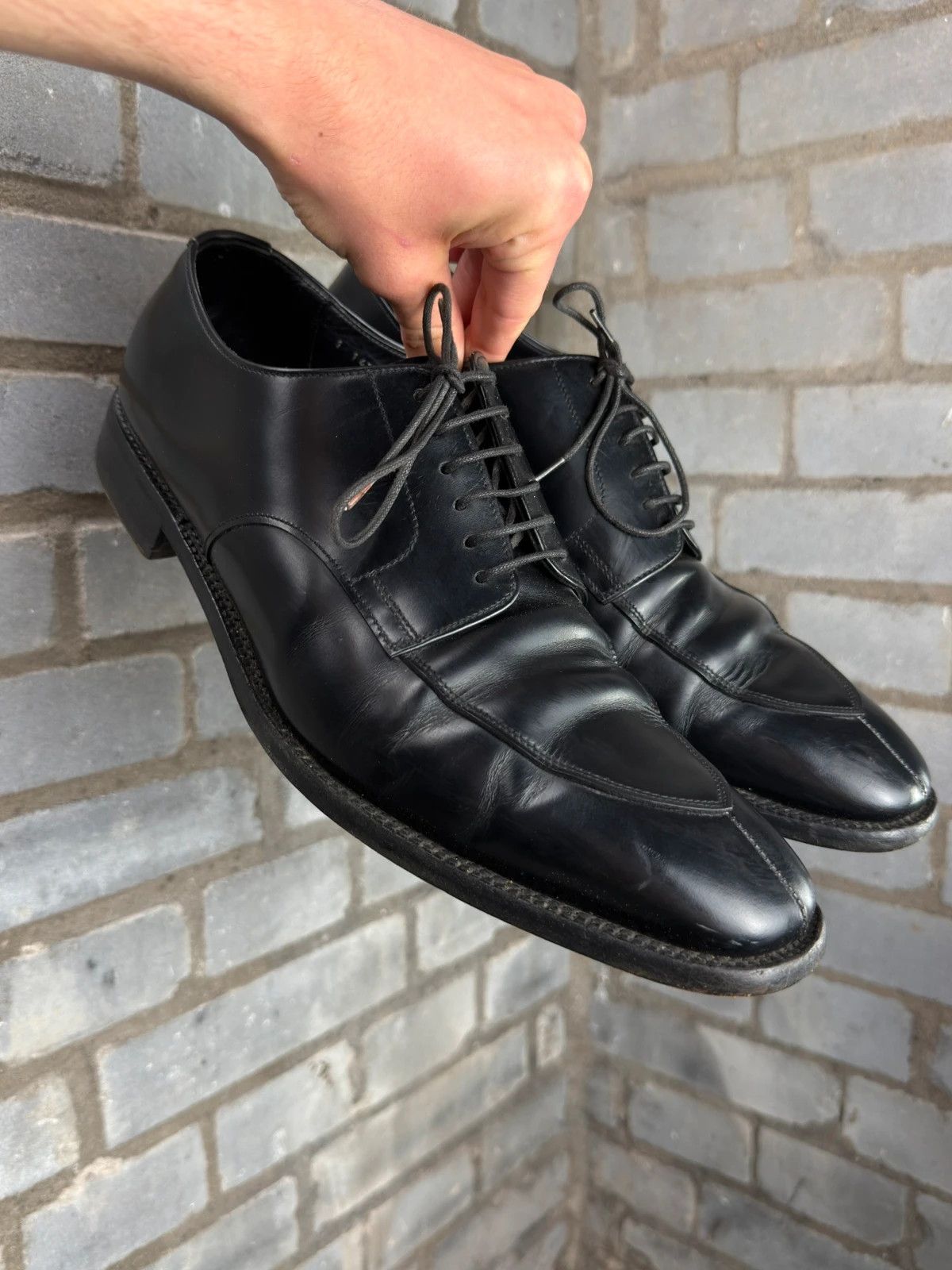 Prada 90's archive square toes leather Oxford derby loafers