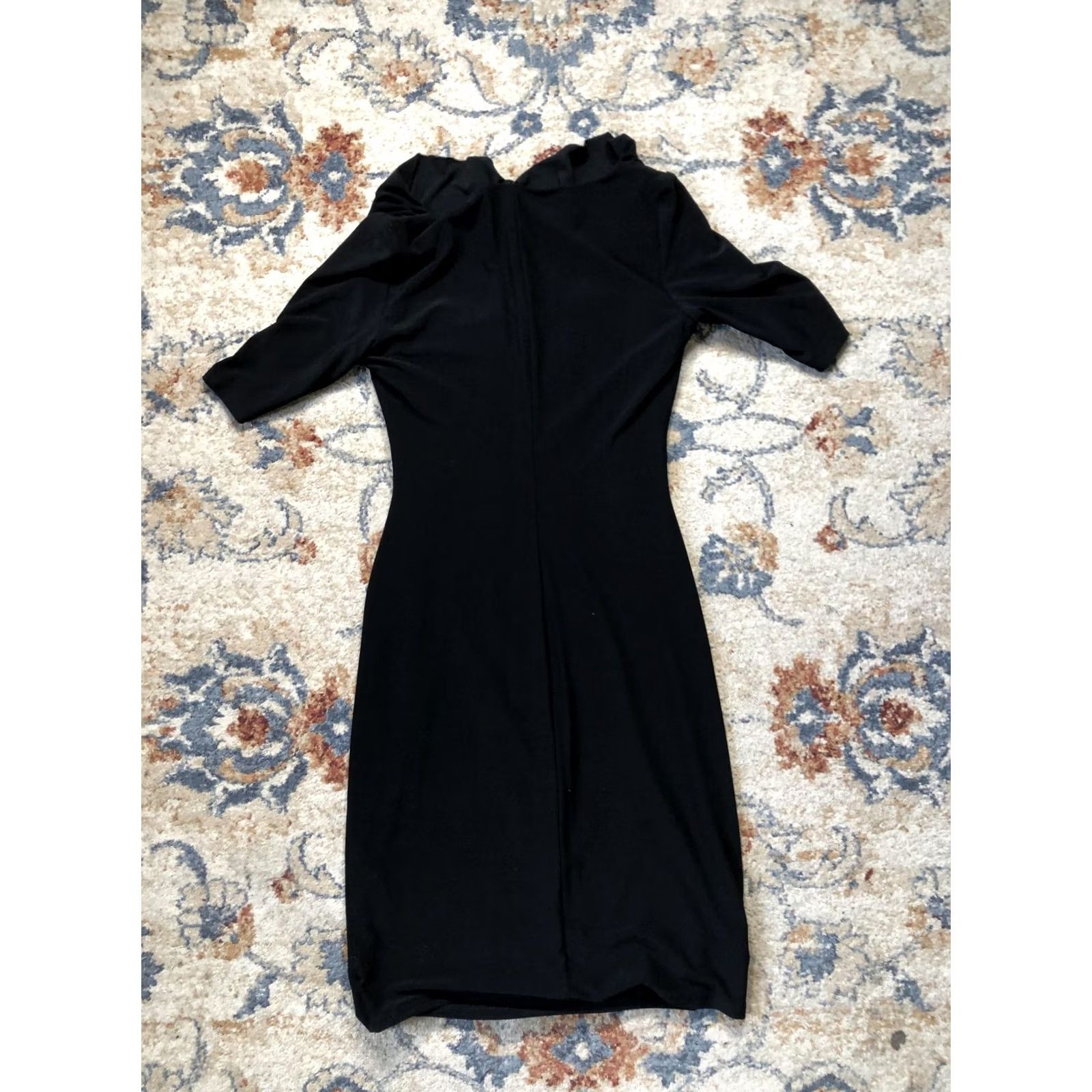 Ralph Lauren Lauren Ralph Lauren Dress Womens Medium Black Ruched Sheath Cowl Neck 3/4 Sleeve Size M / US 6-8 / IT 42-44 - 7 Thumbnail