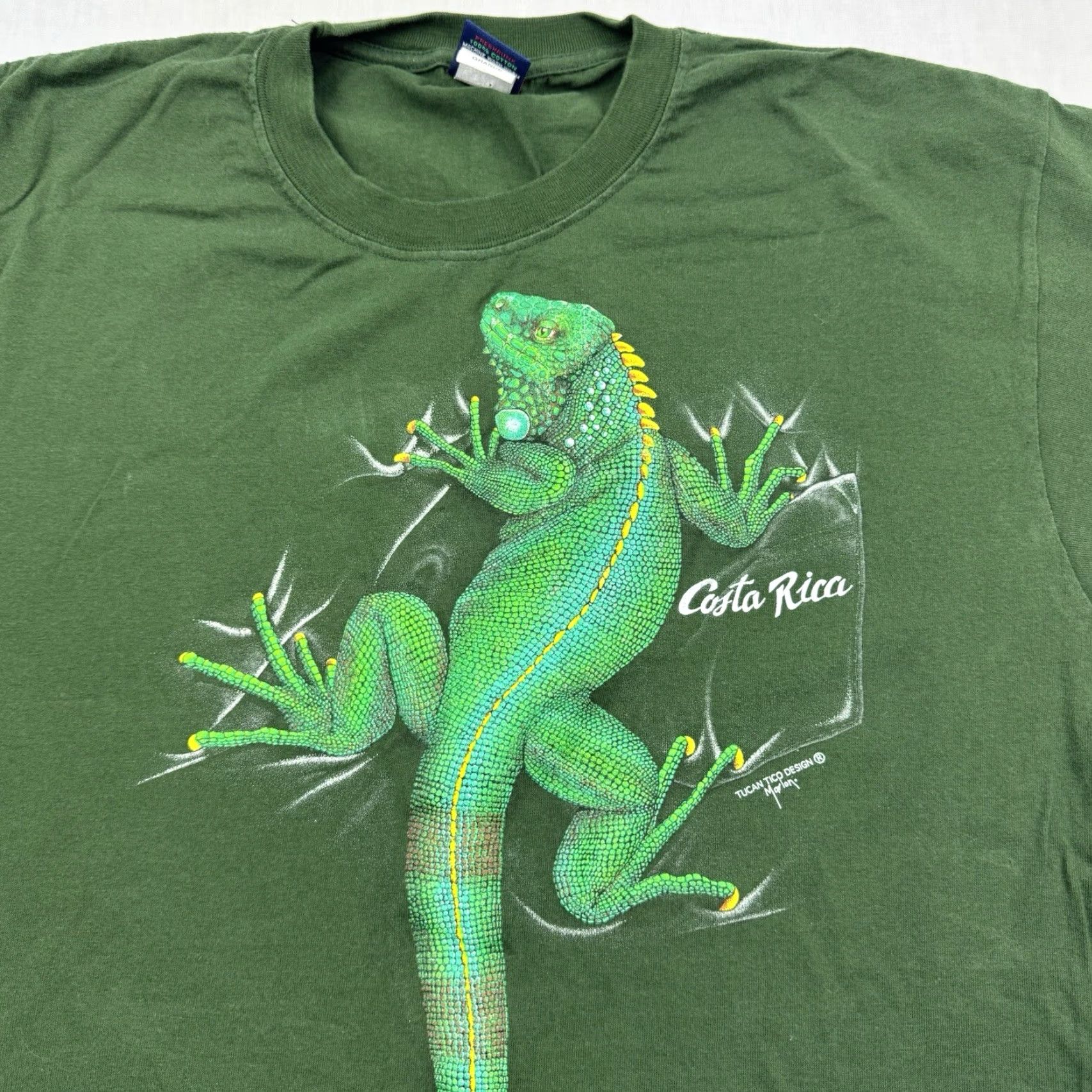 Vintage VINTAGE Tucan Tico Lizard T-Shirt Adult Large Green Nature Animals 90s Y2K Mens Size US L / EU 52-54 / 3 - 2 Thumbnail