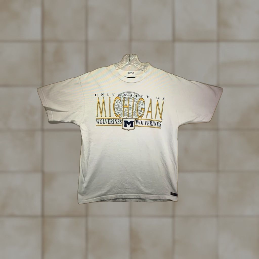 Jansport VINTAGE JanSport University of Michigan Wolverines T-Shirt Mens Large White 90s Retro Sports Cotton Size US L / EU 52-54 / 3 - 1 Thumbnail
