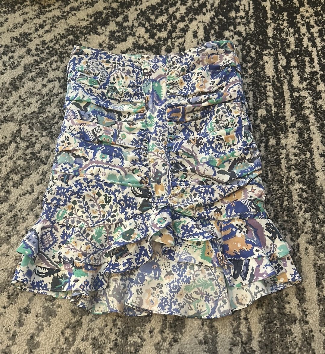 Isabel Marant Isabel Marant Milendi Floral Ruffle Ruched Silk Skirt Size 24" / US 00 / IT 34 - 2 Thumbnail