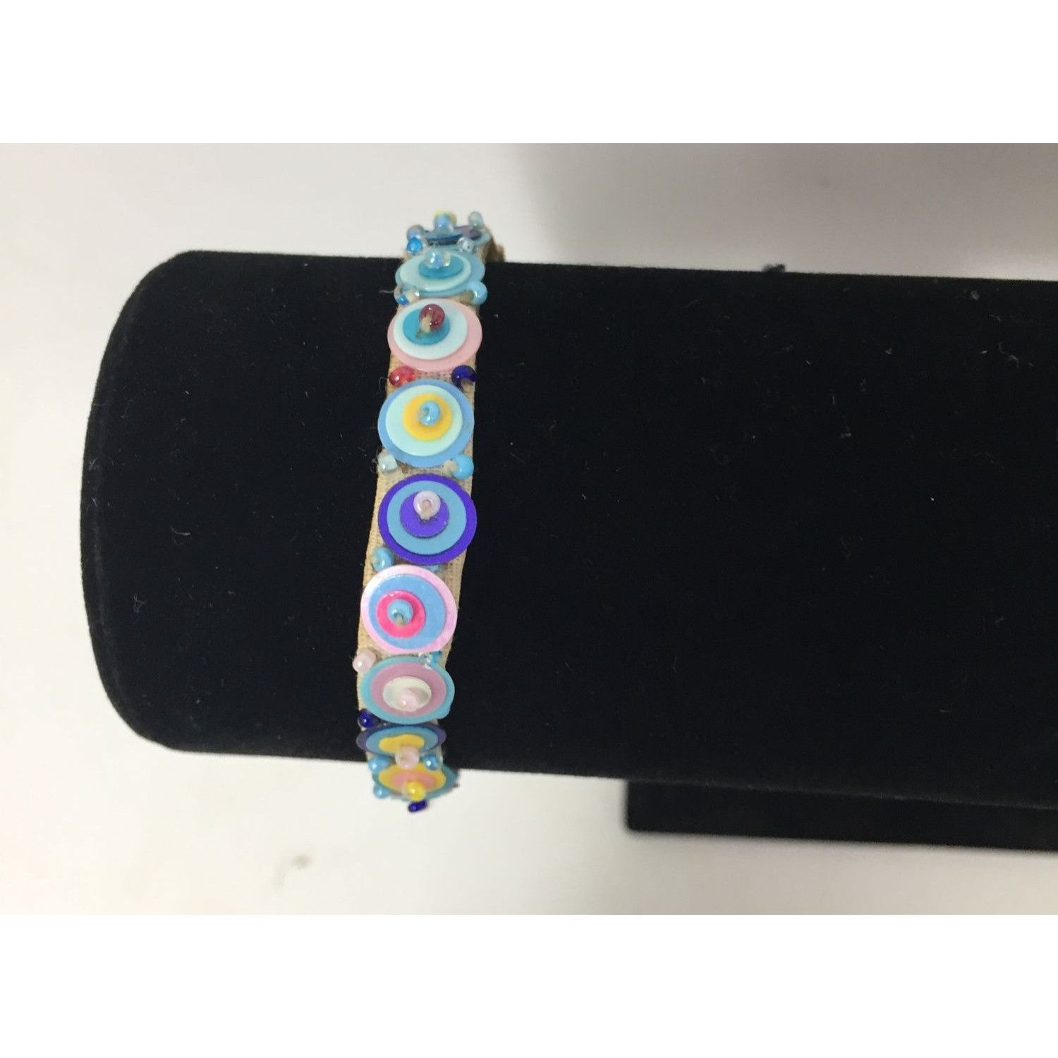 Other Colorful Velveteen Bracelet with Sequins and Glass Size ONE SIZE - 5 Thumbnail