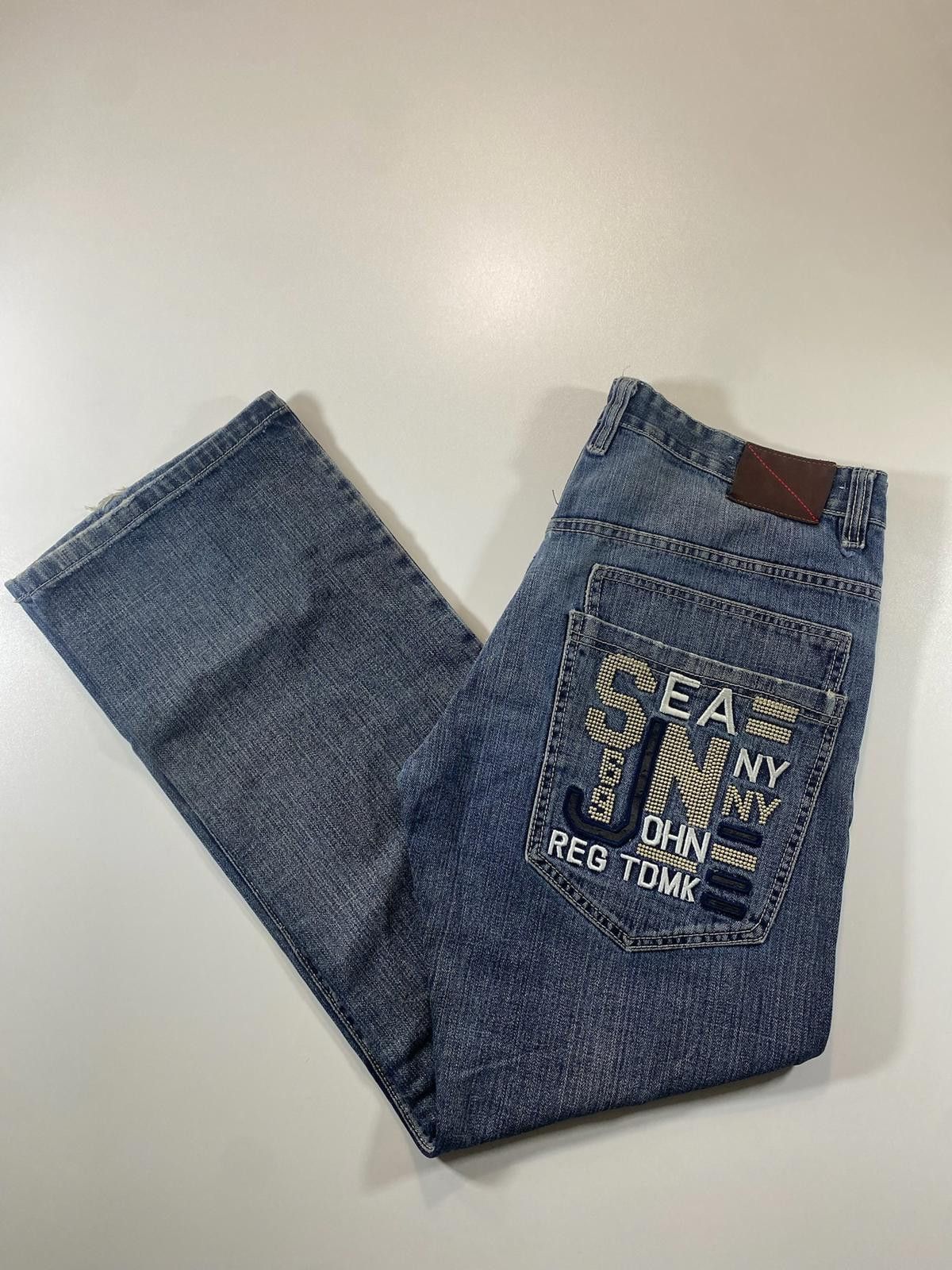 Other Vintage Sean John Blue Denim Jeans with Embroidered Details Size US 33 - 8 Thumbnail