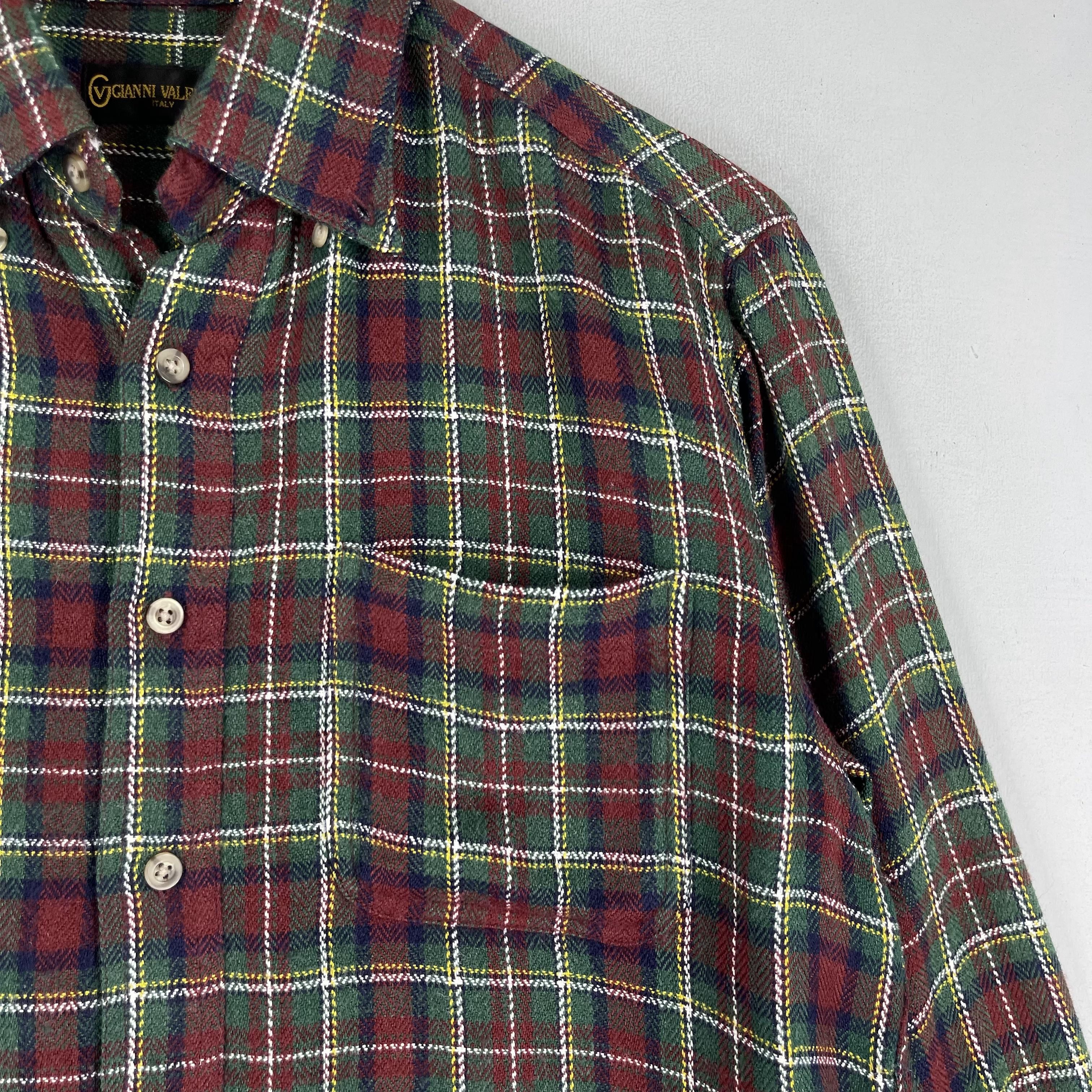 Designer × Flannel × Vintage Vintage GIANNI VALENTINO Plaid Red/Green Tartan Flannel Size US M / EU 48-50 / 2 - 3 Thumbnail