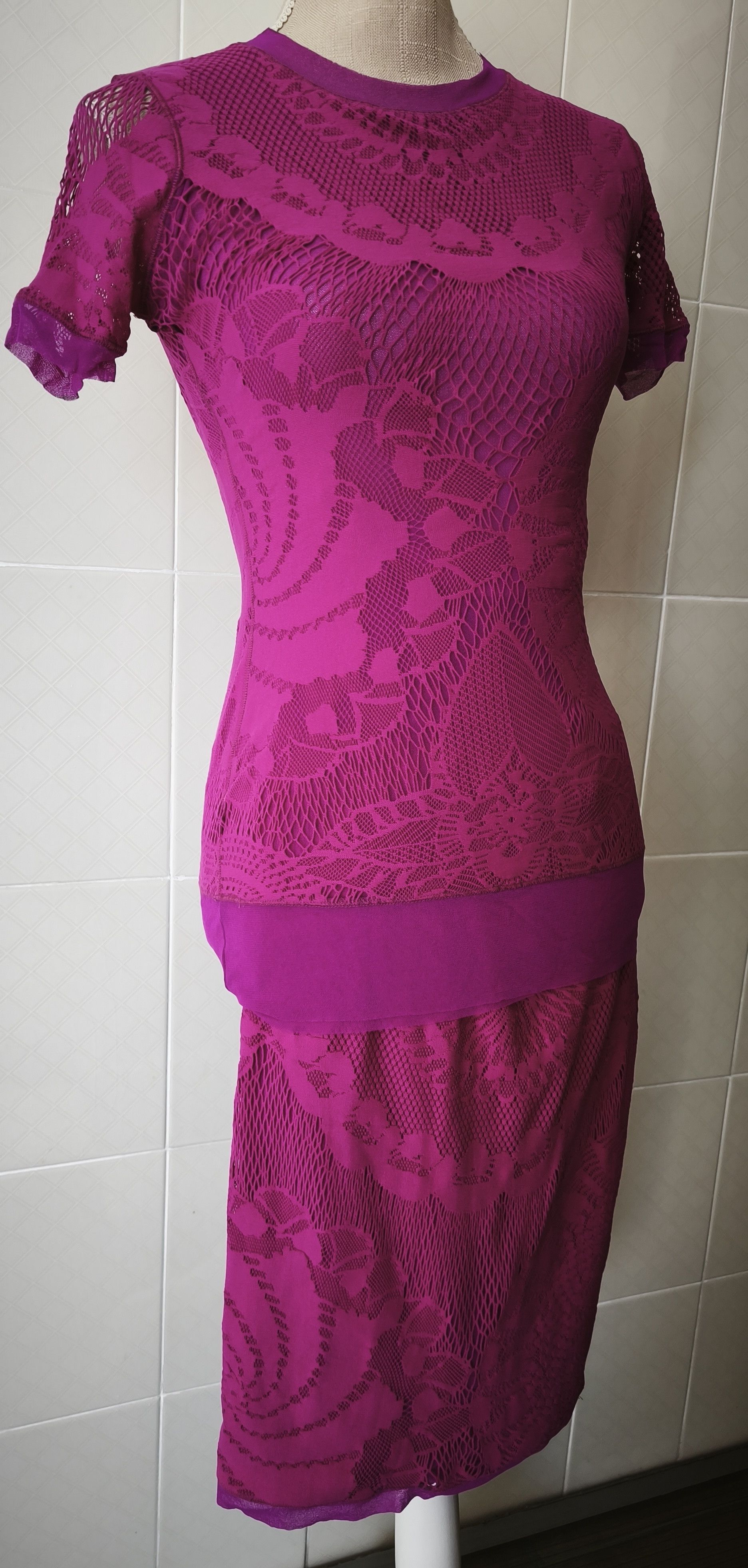 Jean Paul Gaultier SS 2008 - Lace and mesh - top and skirt Size M / US 6-8 / IT 42-44 - 4 Thumbnail
