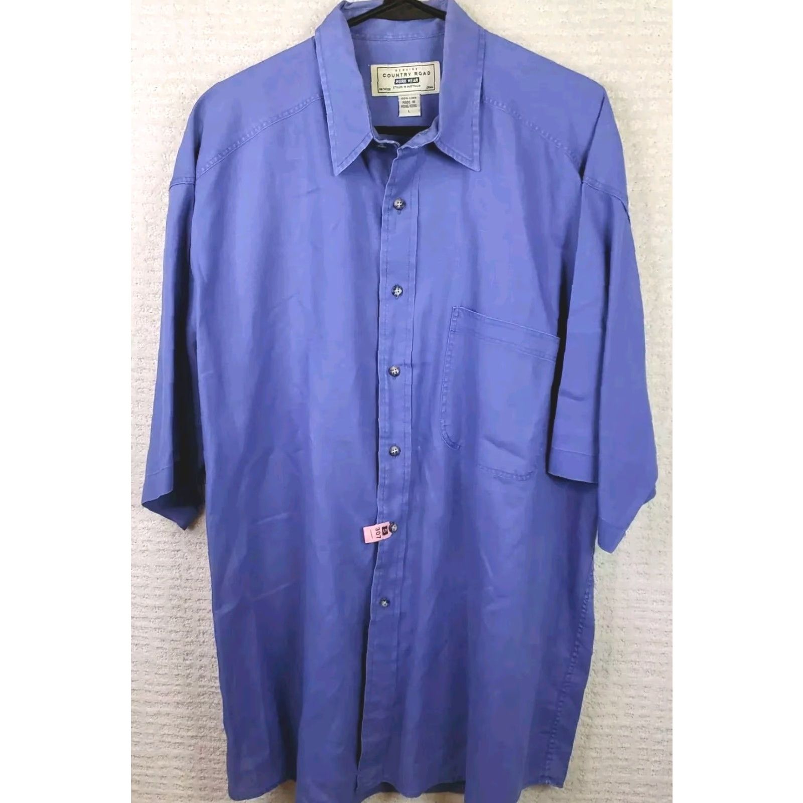Country Road Country Road Shirt Men's L Blue Linen Plaid Button Up Short Sleeve Lightweight Size US L / EU 52-54 / 3 - 2 Thumbnail