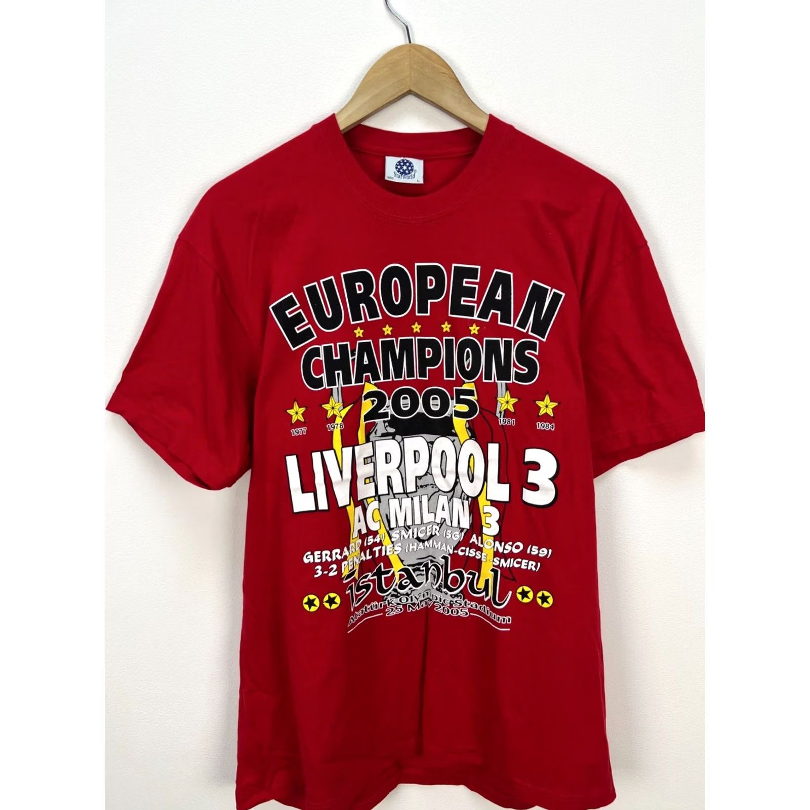 Champion Liverpool European Champions 2005 Fan Shirt Football Jersey Red L Mens T-Shirt Retro Starworld Size US L / EU 52-54 / 3 - 2 Thumbnail