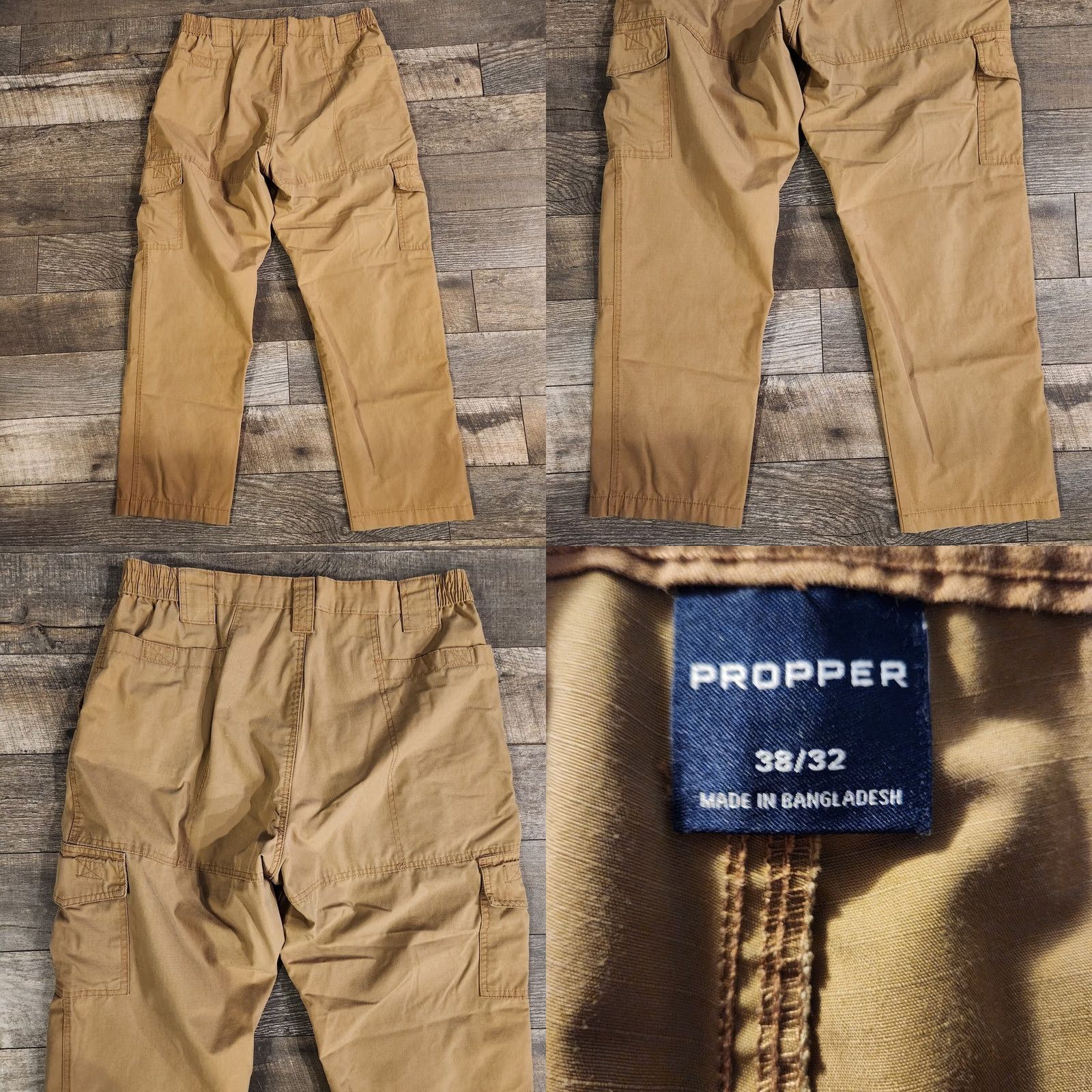 Propper PROPPER Pants MEN'S 38x32 TAN RIP STOP TACTICAL Cargo Pocket Workwear Casual 6.2 oz 60% cotton 40% polyester Ankle Cinch Regular Beiges? Size US 38 / EU 54 - 8 Thumbnail