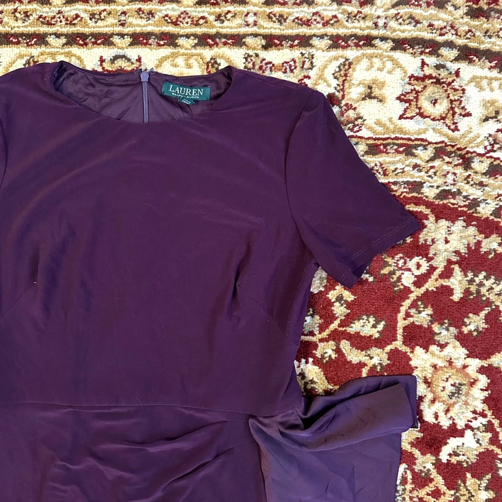 Ralph Lauren Lauren Ralph Lauren Dress Womens 8 Dark Purple Short Sleeve Polyester Size 30" / US 8 / IT 44 - 5 Thumbnail