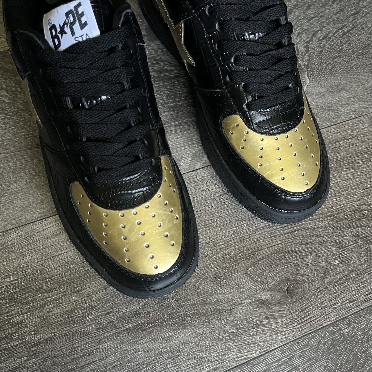 Bape New A Bathing Ape Bape Bapesta 24 Karat Black Gold Sneakers Size US 8.5 / EU 41-42 - 12 Thumbnail