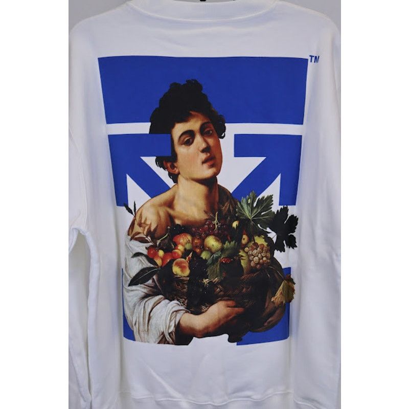 Off-White o1rshd1 Caravag Boy Marker Slim Crewneck in White/Light Blue Size US XL / EU 56 / 4 - 13 Thumbnail