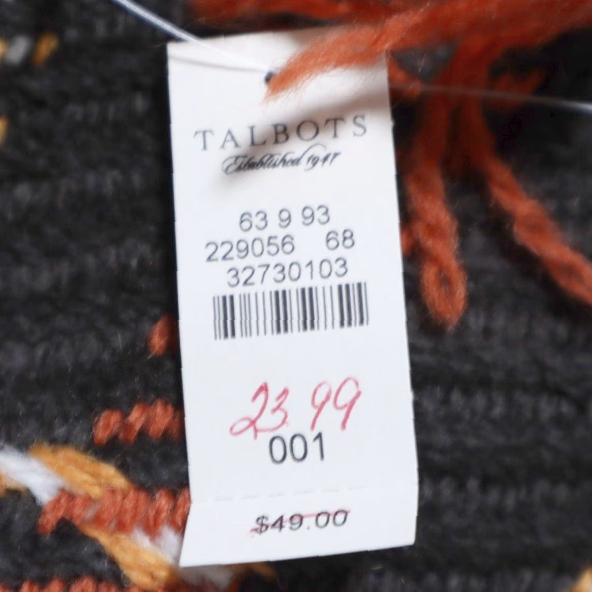 Talbots Talbots Wool Blend Scarf Yarn Knit Chocolate Plaid 60" OS Size ONE SIZE - 5 Thumbnail