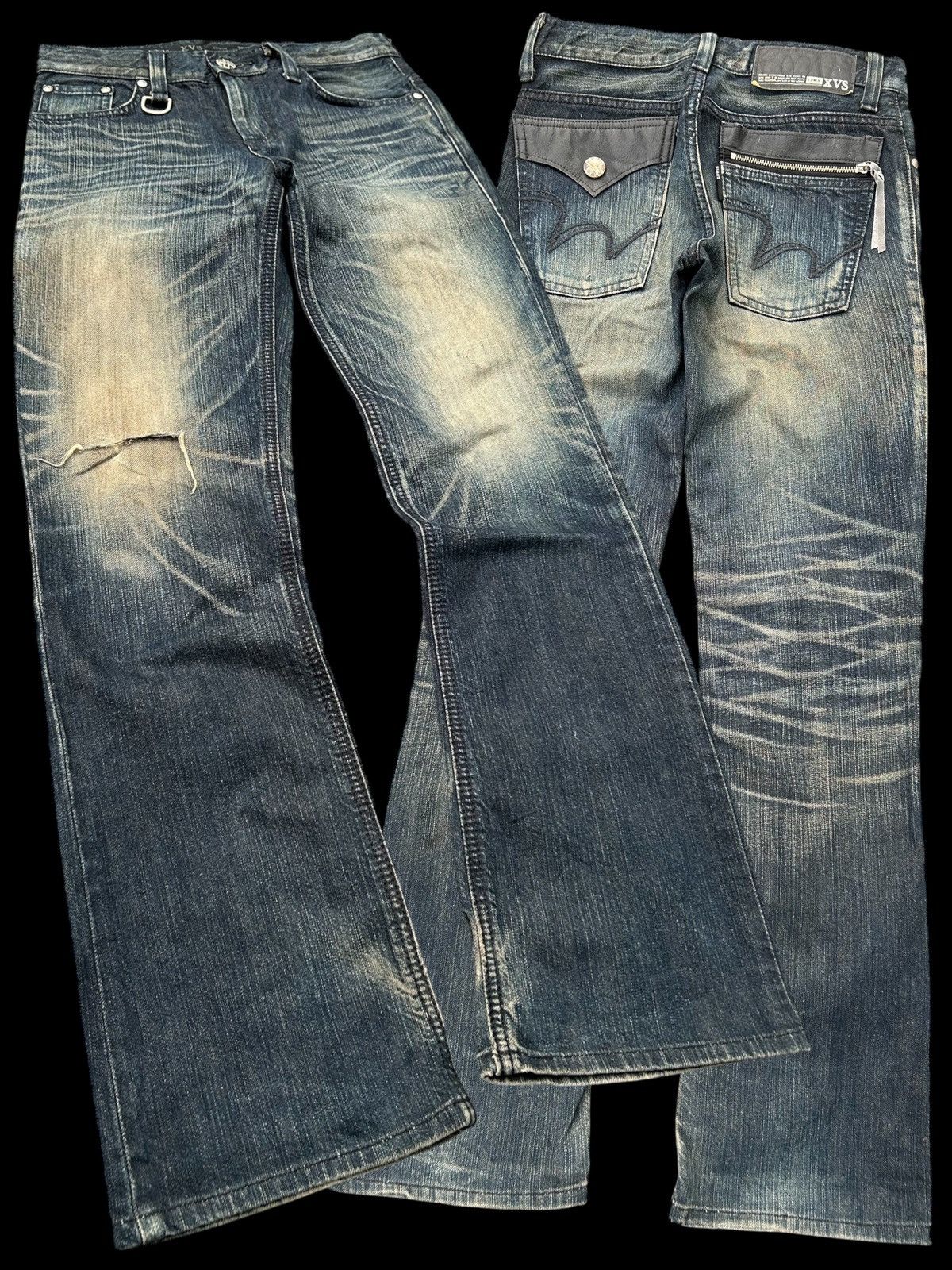 Edwin × Kapital × Vintage 🎌☠️ EDWIN XVS PUNK DISTRESSED JAPANESE DENIM JEANS ☠️🎌 Size US 28 / EU 44 - 2 Thumbnail