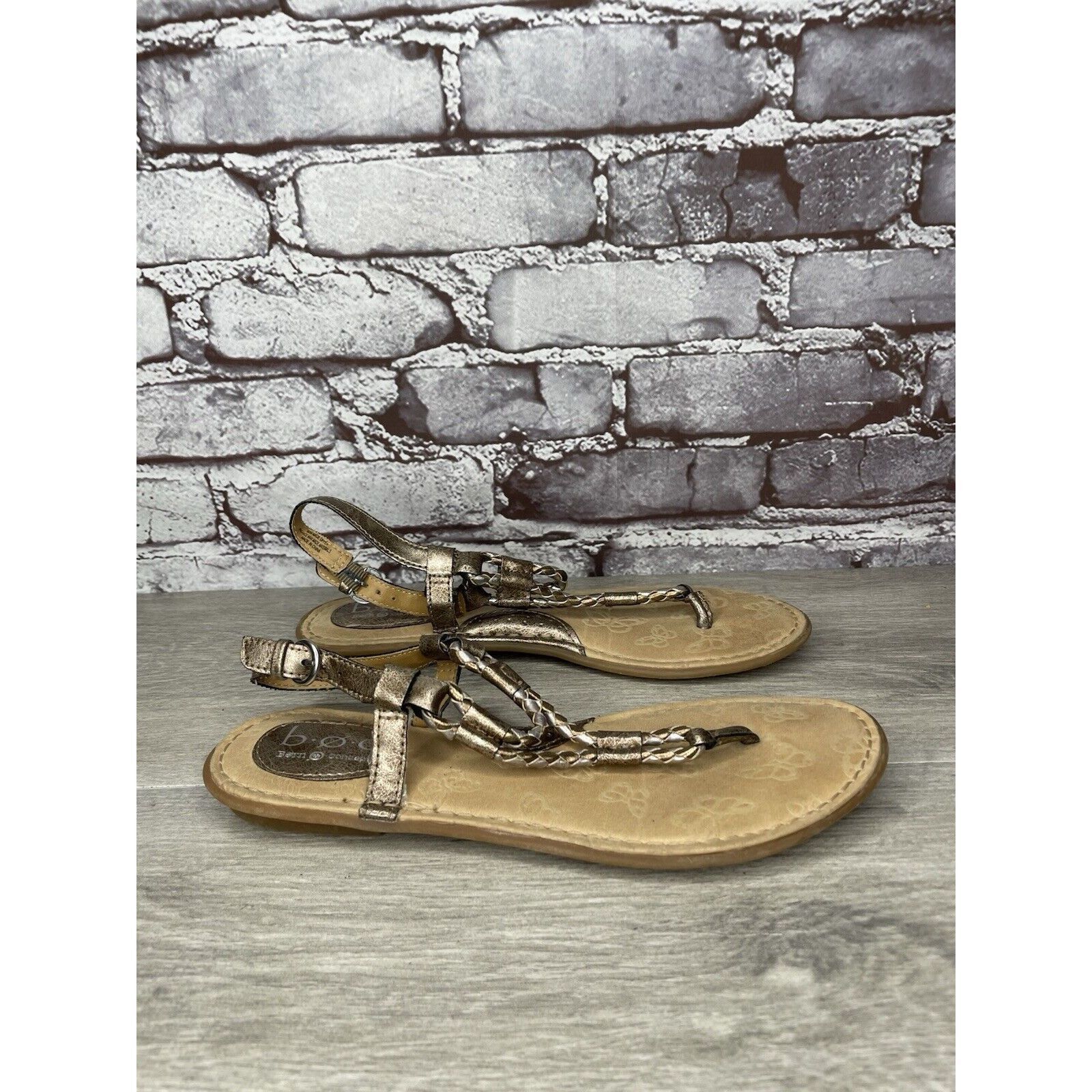 Born BOC Born Concept Bronze Metallic Leather Braided Thong Sanda Size US 8 / IT 38 - 15 Thumbnail